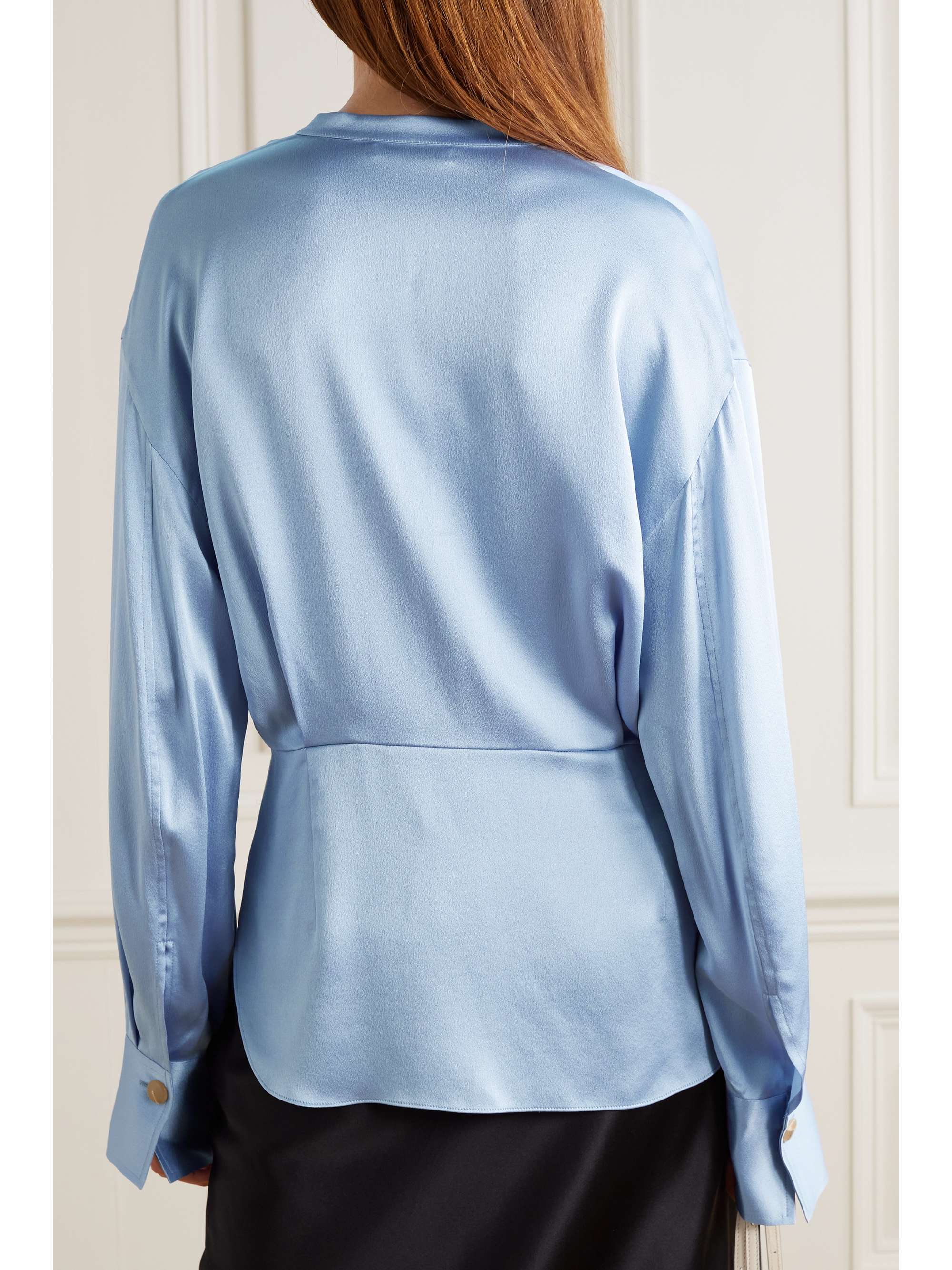 Blue Silk-satin blouse | VINCE | NET-A 