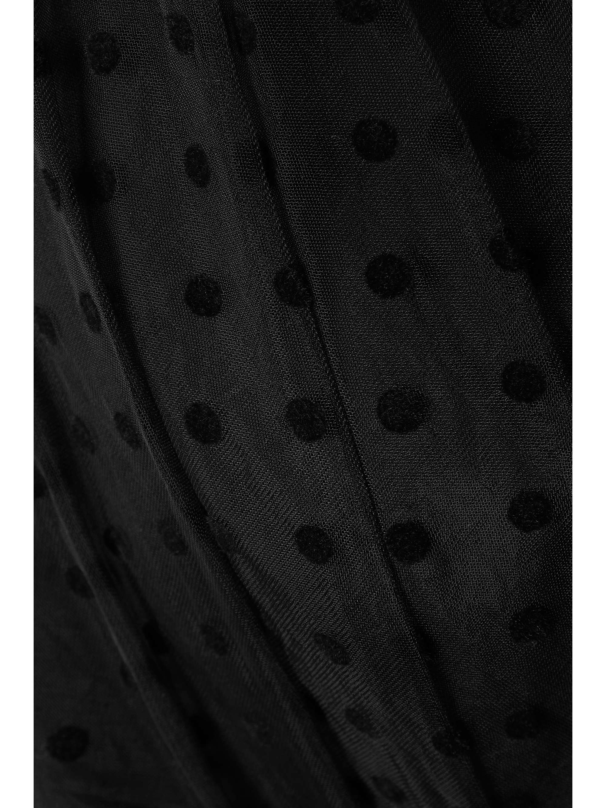 REBECCA VALLANCE Tiffani belted polka-dot flocked tulle and crepe gown