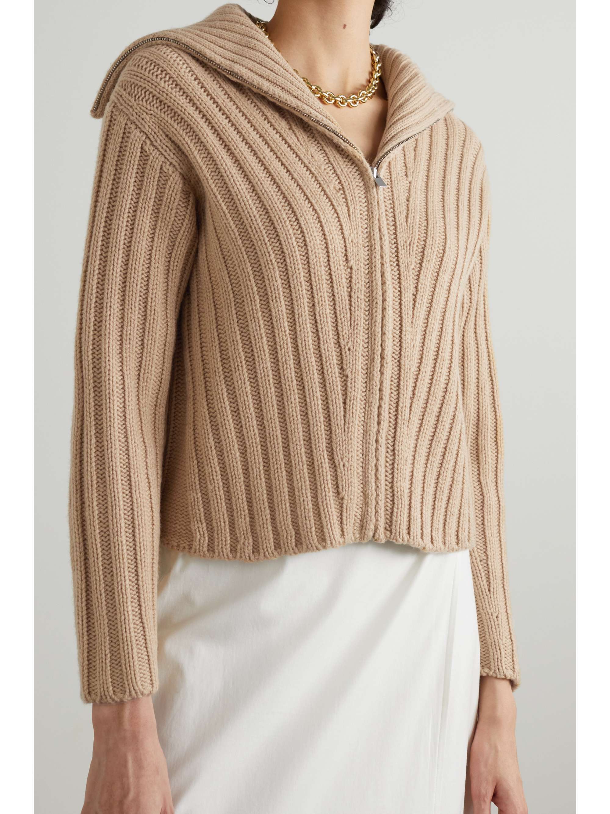 VINCE Ribbed wool and cashmere-blend cardigan