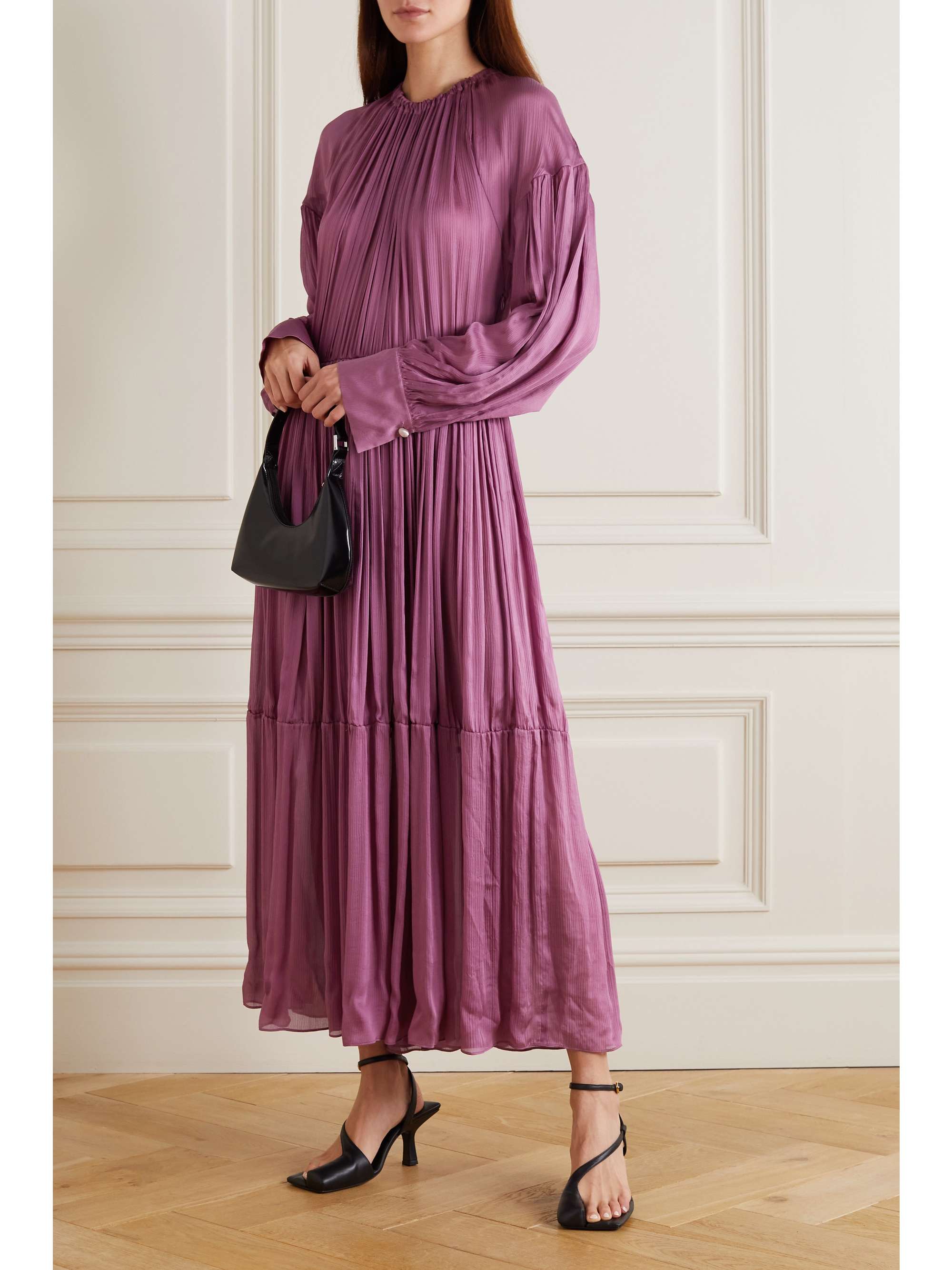 vince pleated midi dress