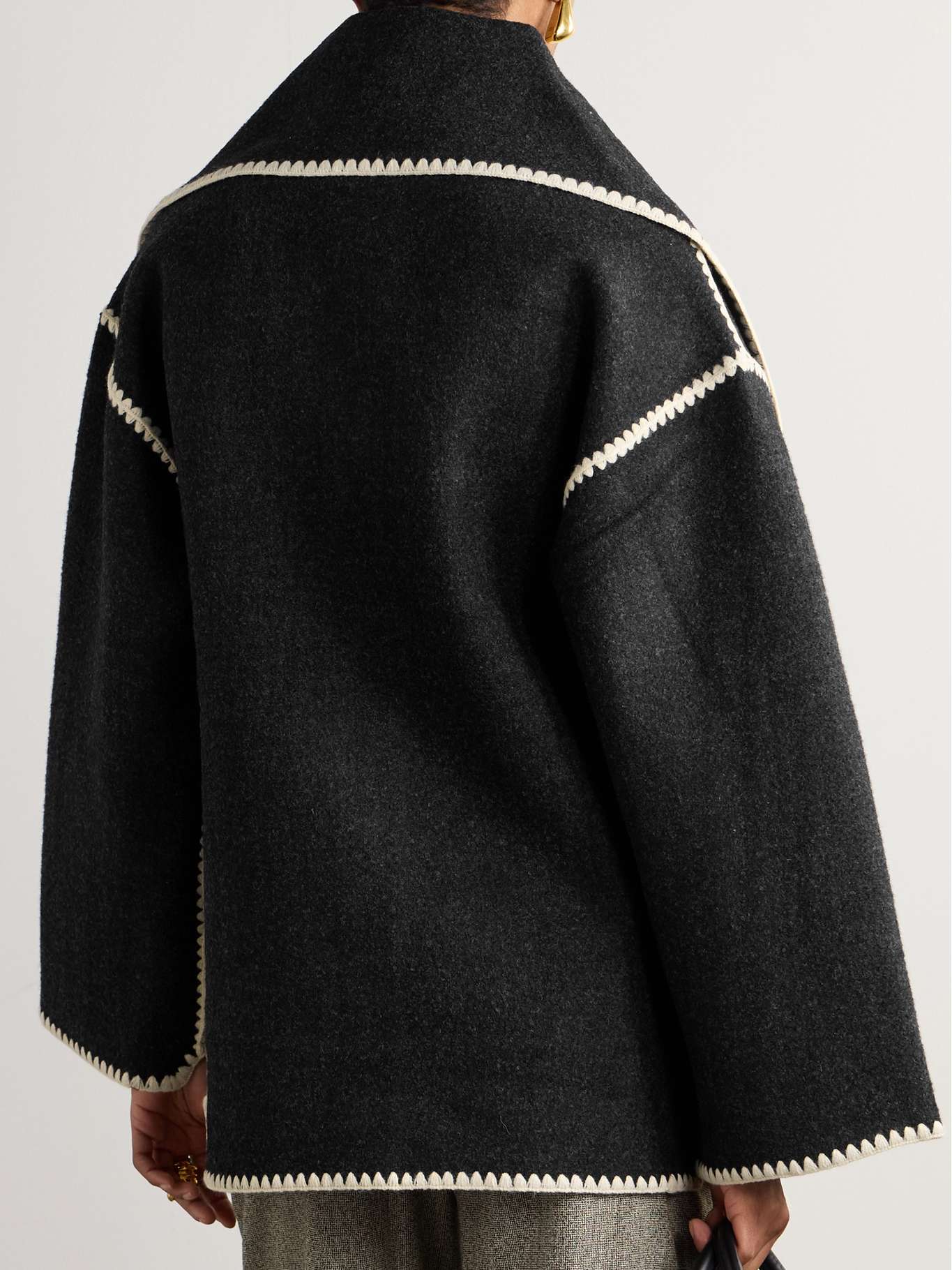 TOTEME Draped fringed woolblend jacket NETAPORTER