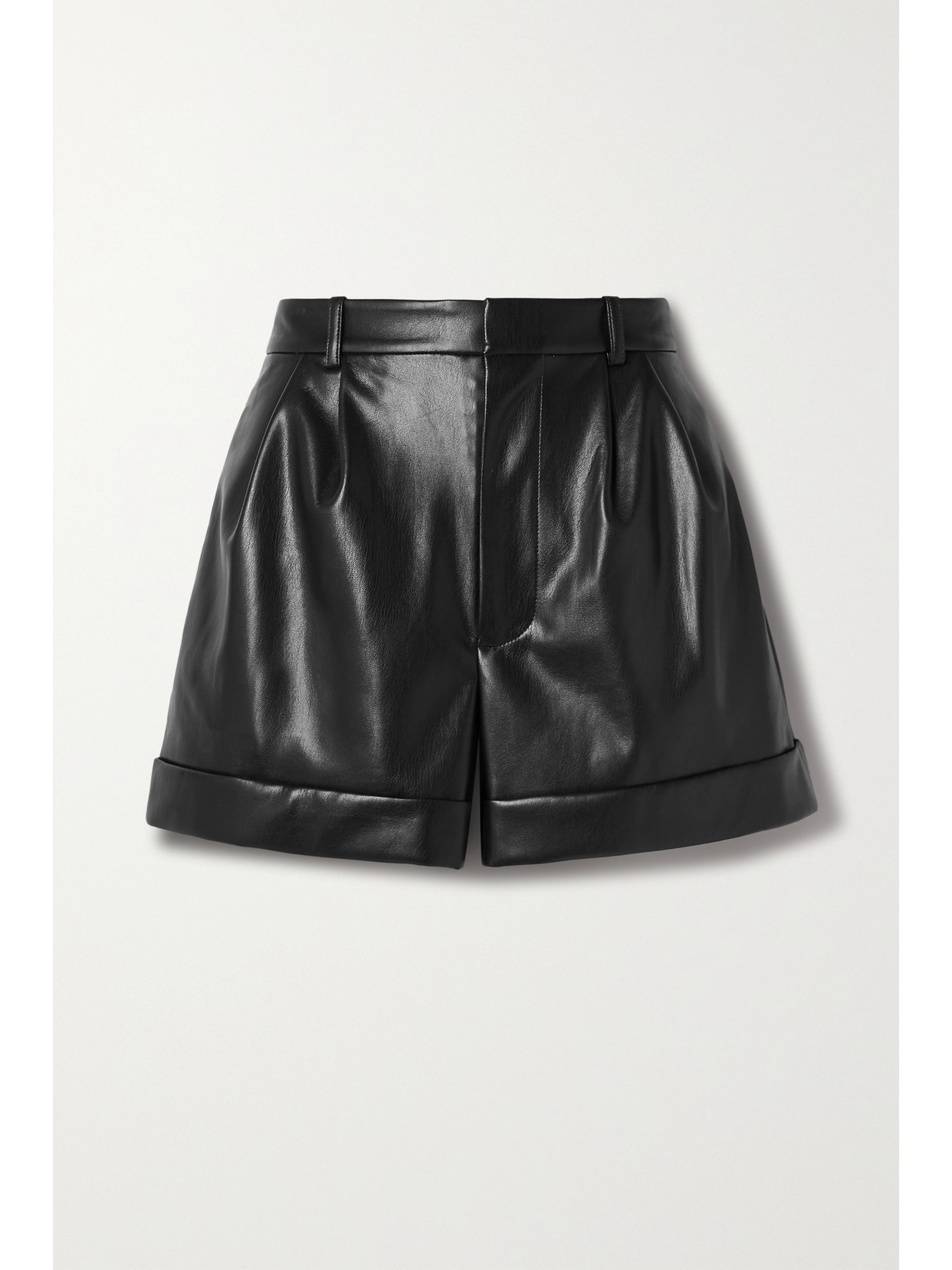 ALICE AND OLIVIA CONRY PLEATED VEGAN LEATHER SHORTS