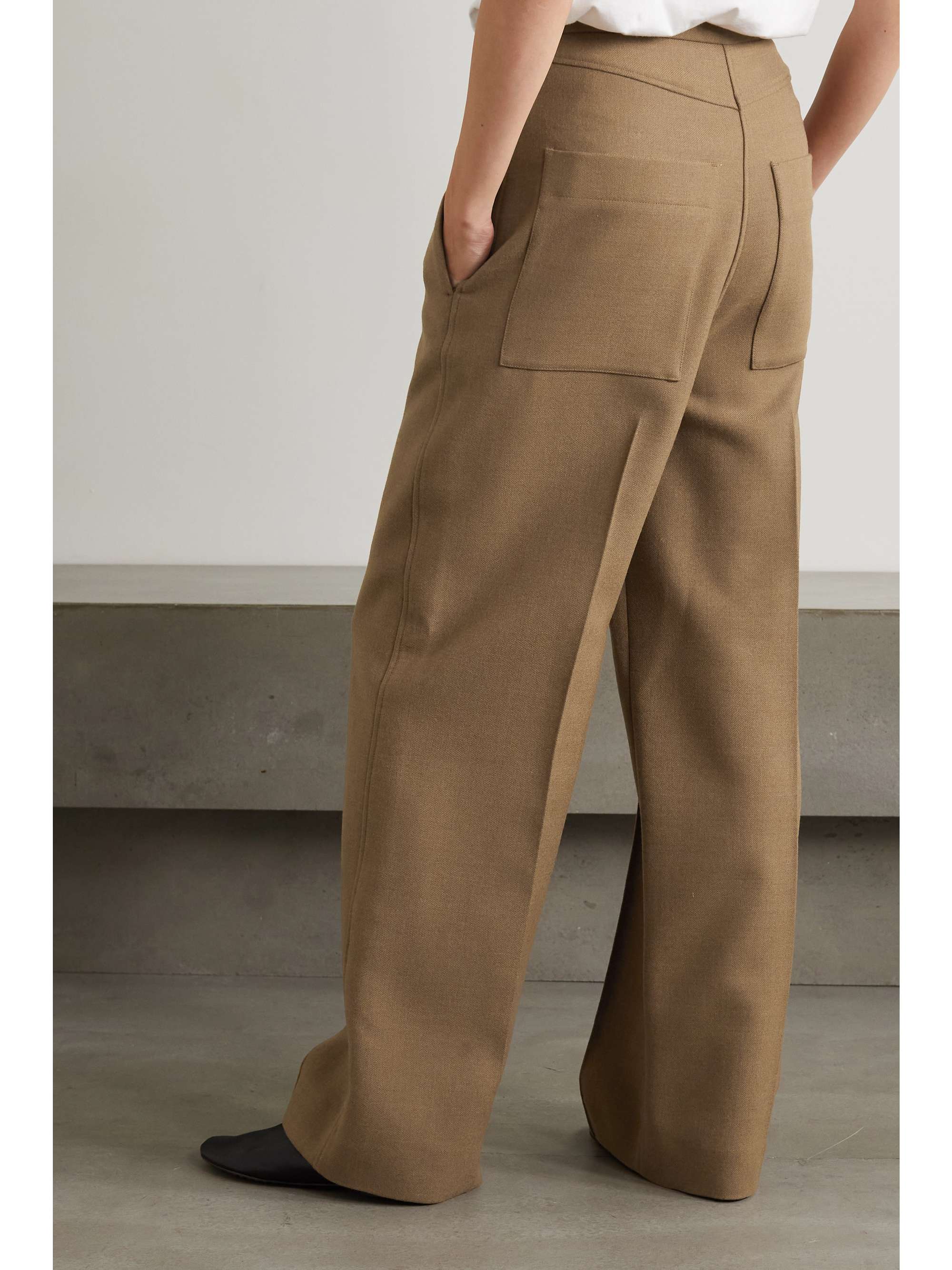 Tan Wool-twill wide-leg pants | TOTÊME 