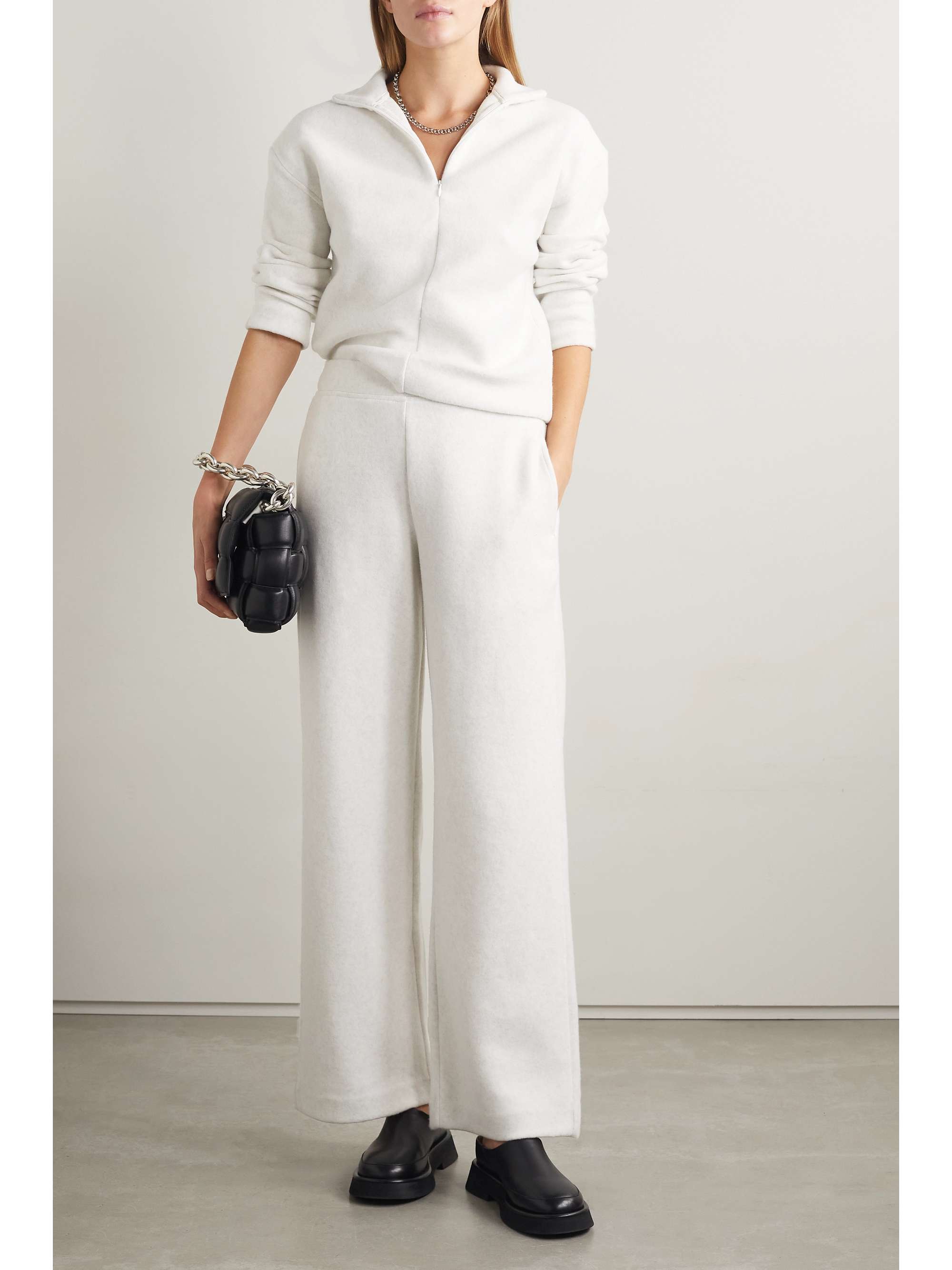 Light gray Cotton-blend fleece wide-leg 