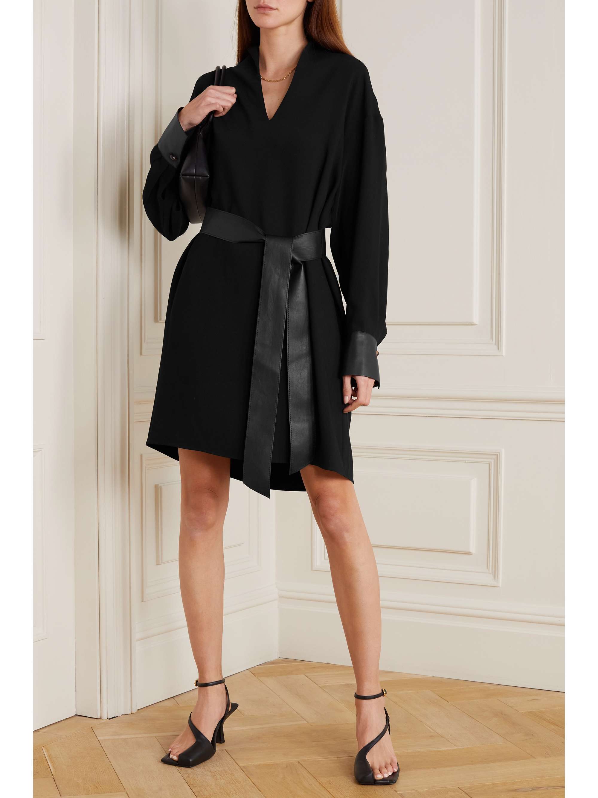 VINCE Belted crepe mini dress | NET-A-PORTER