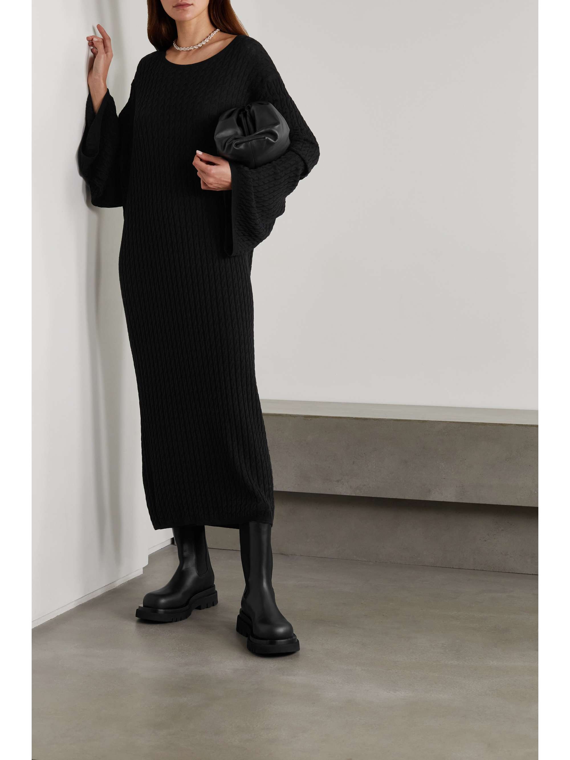 Totême - Cable-Knit Wool Midi Dress - Black - Large - Net A Porter