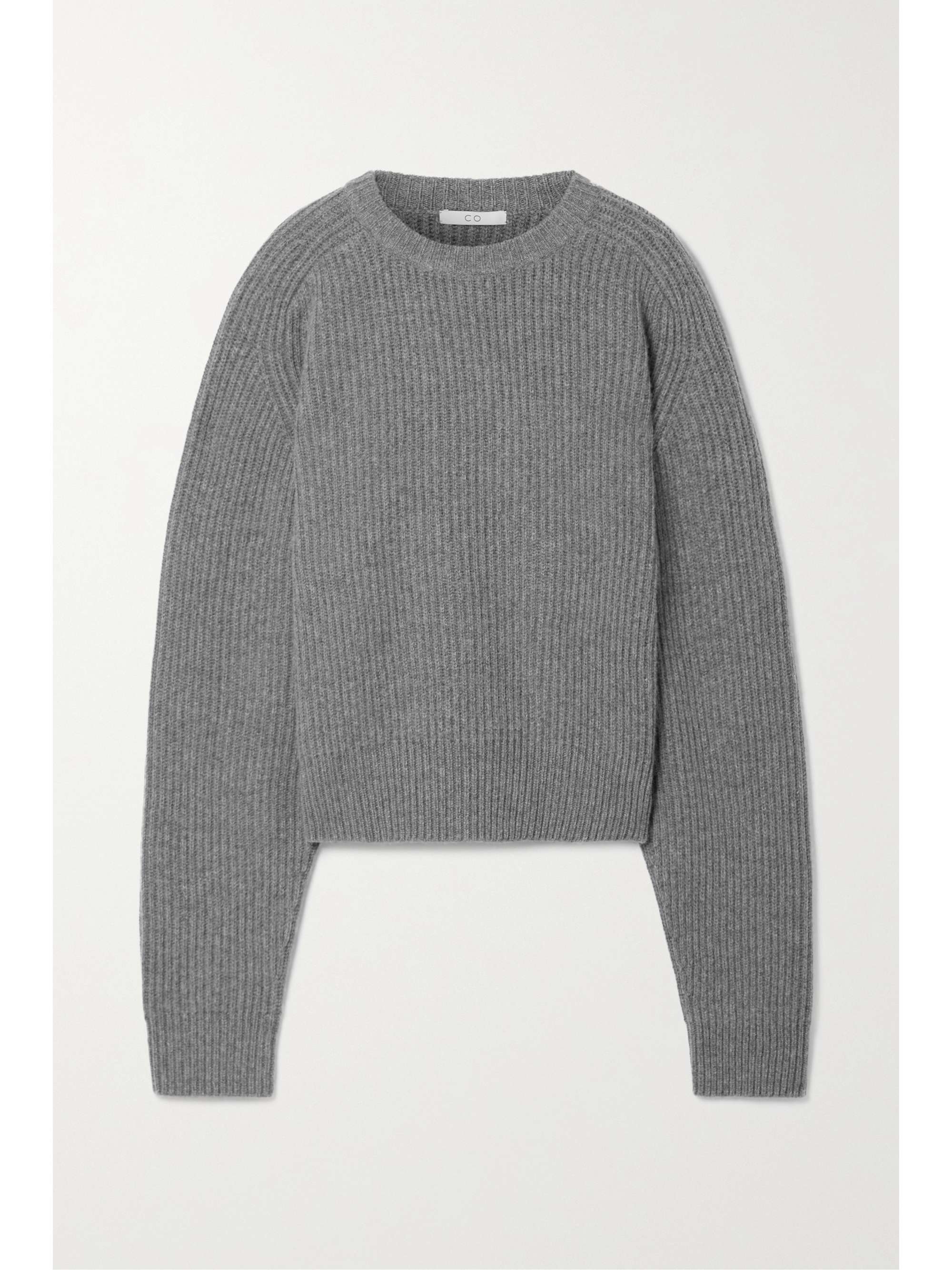 Gray Ribbed wool and cashmere-blend 