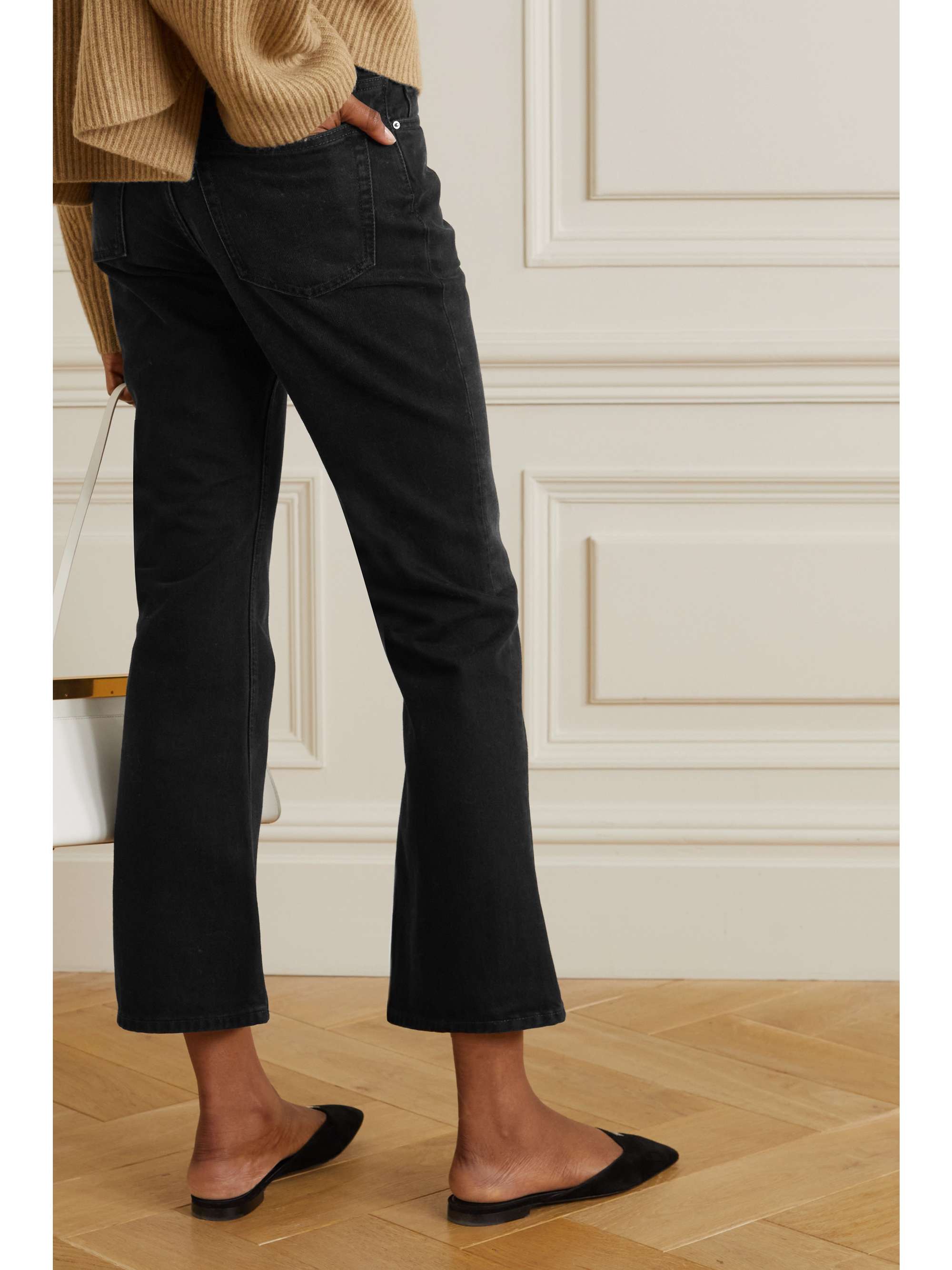 TOTEME Cropped organic high-rise flared jeans