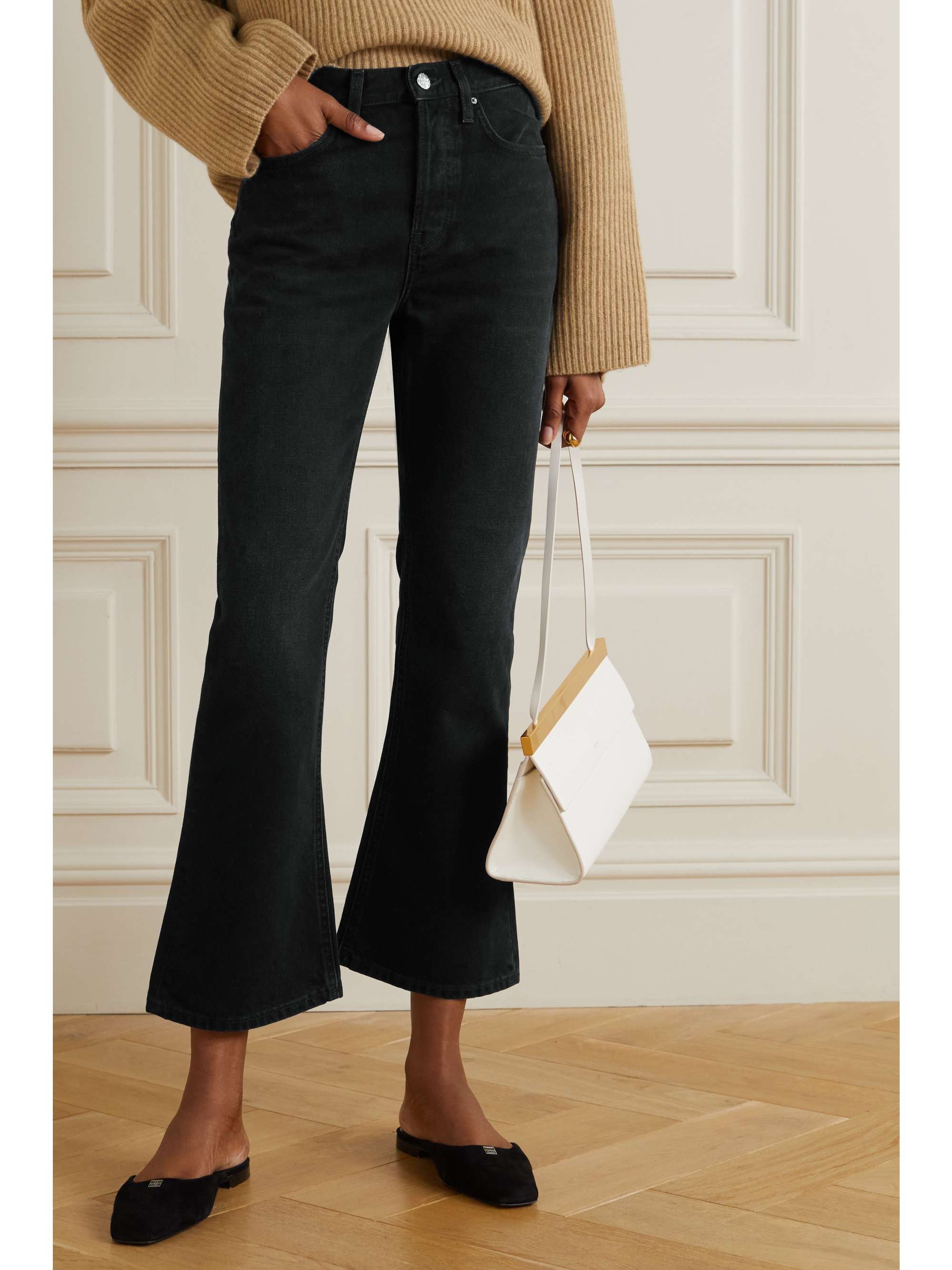 TOTEME Cropped organic high-rise flared jeans