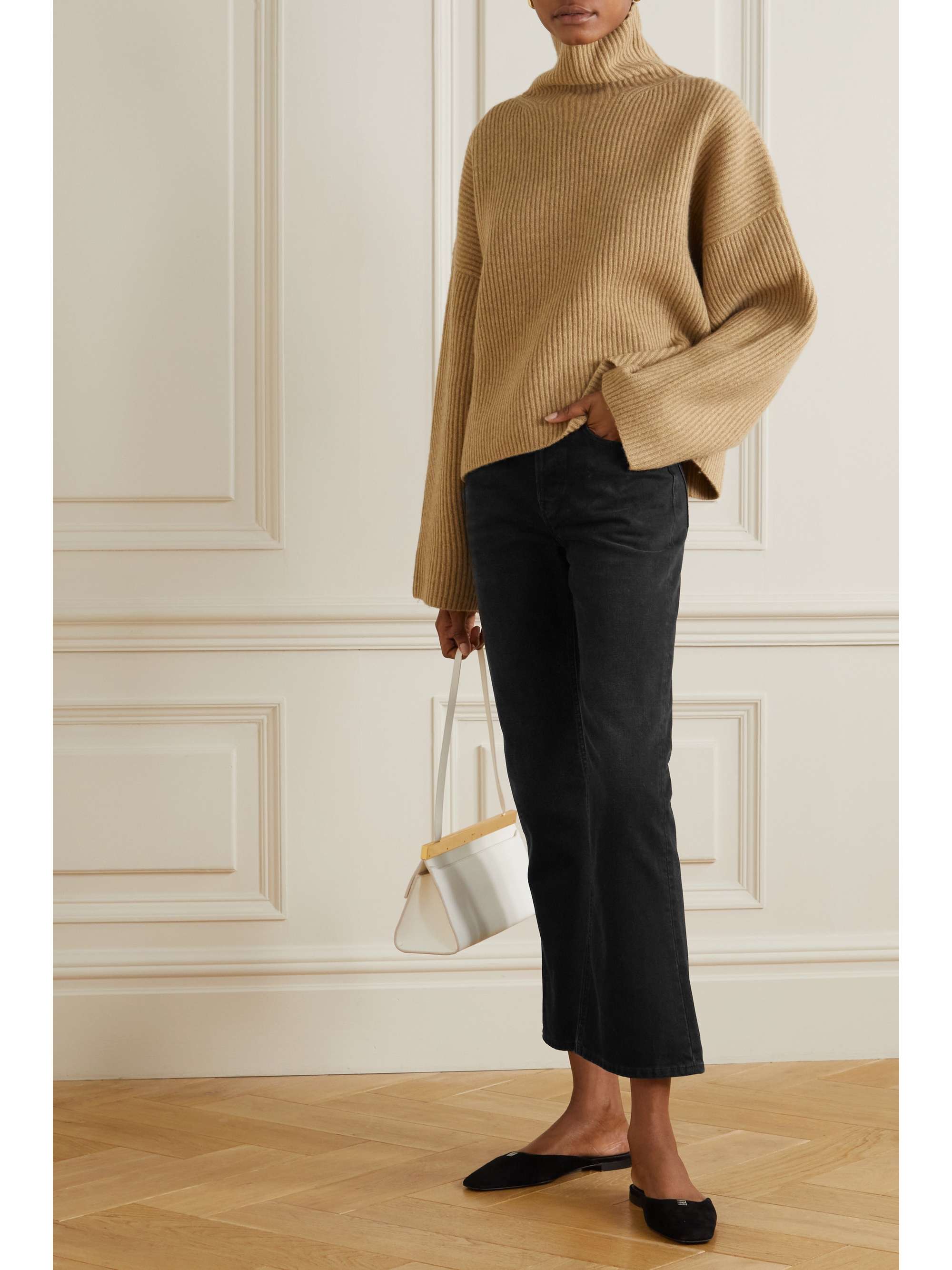 TOTEME Cropped organic high-rise flared jeans