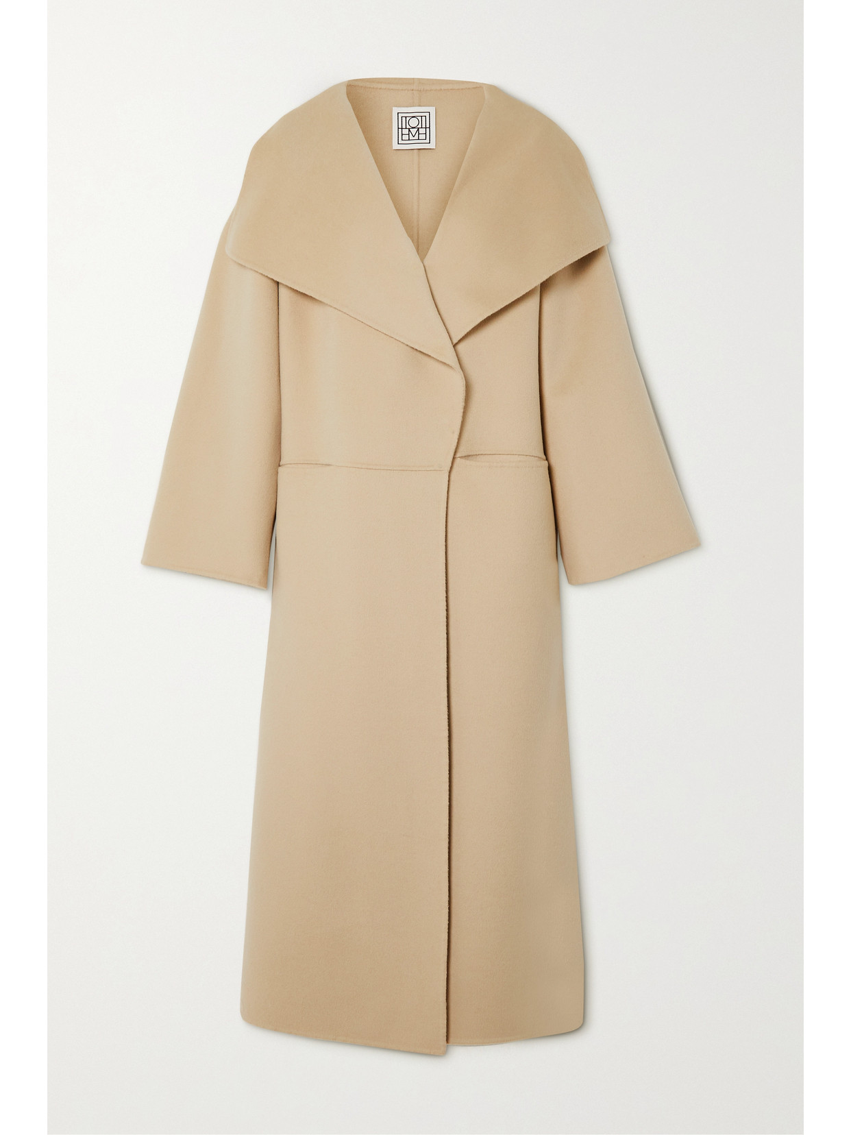 Totême Signature Draped Wool And Cashmere-blend Coat In Neutrals