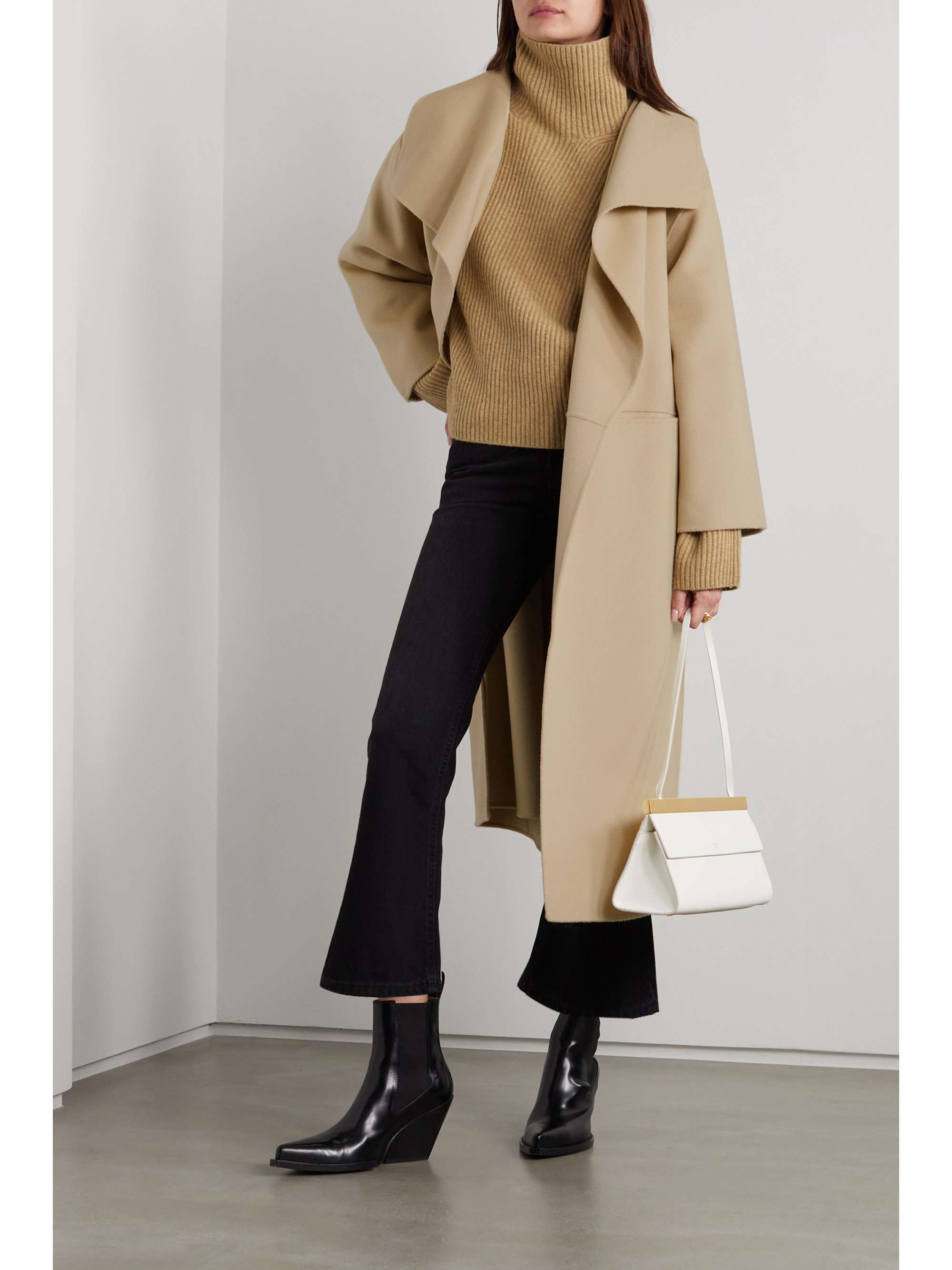 draped wool coat