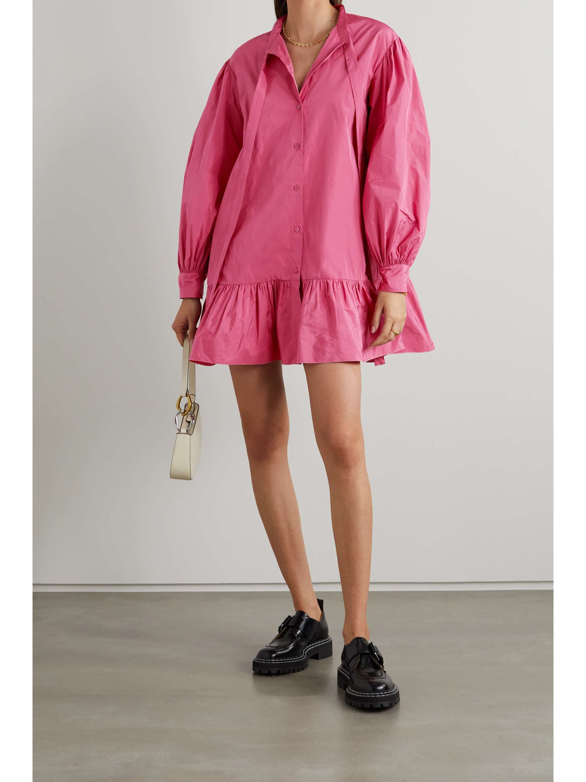 Pink Pussy-bow taffeta mini dress 