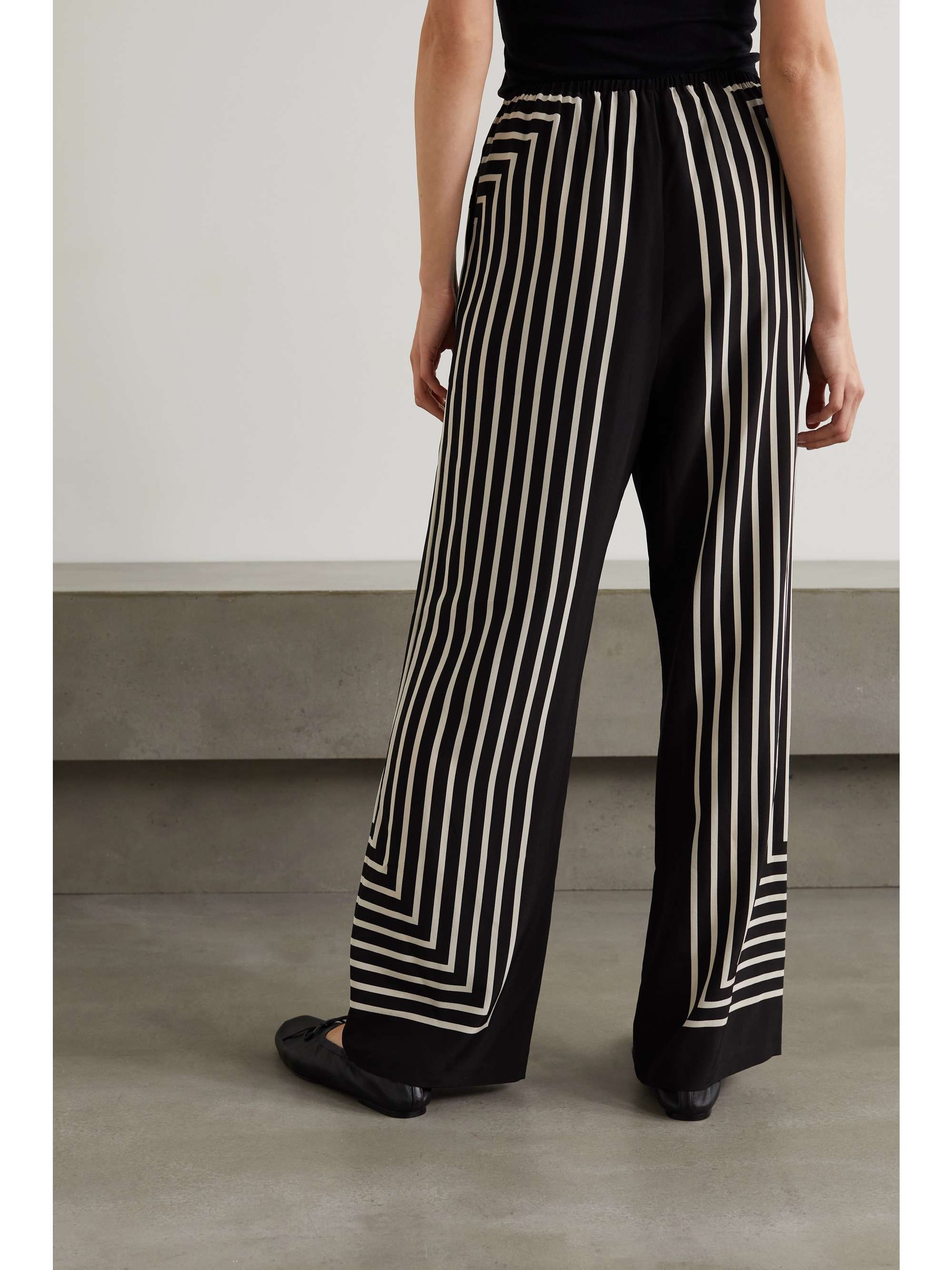 TOTEME Striped silk crepe de chine wide-leg pants