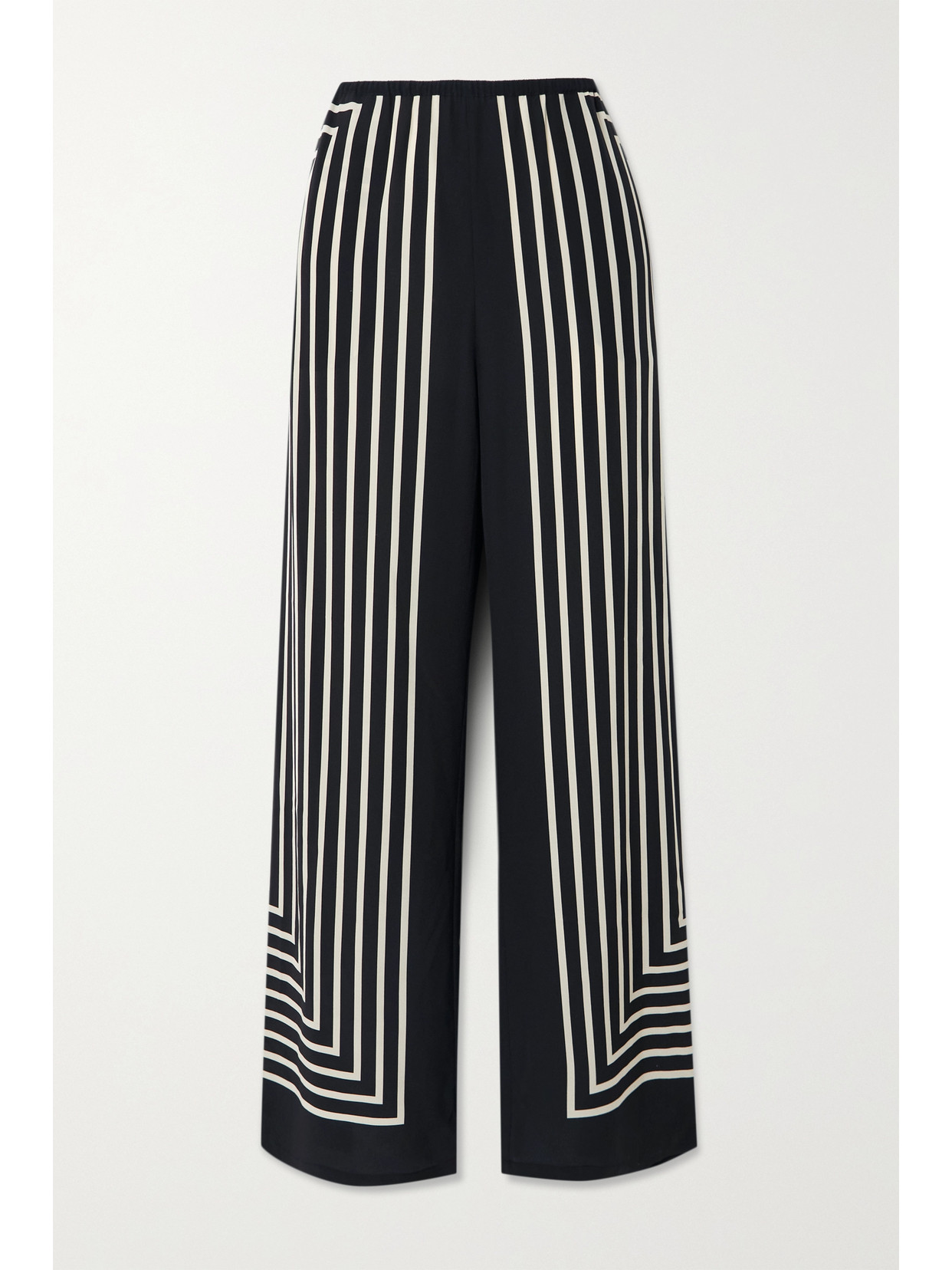Totême Striped Silk Crepe De Chine Wide-leg Pants In Black