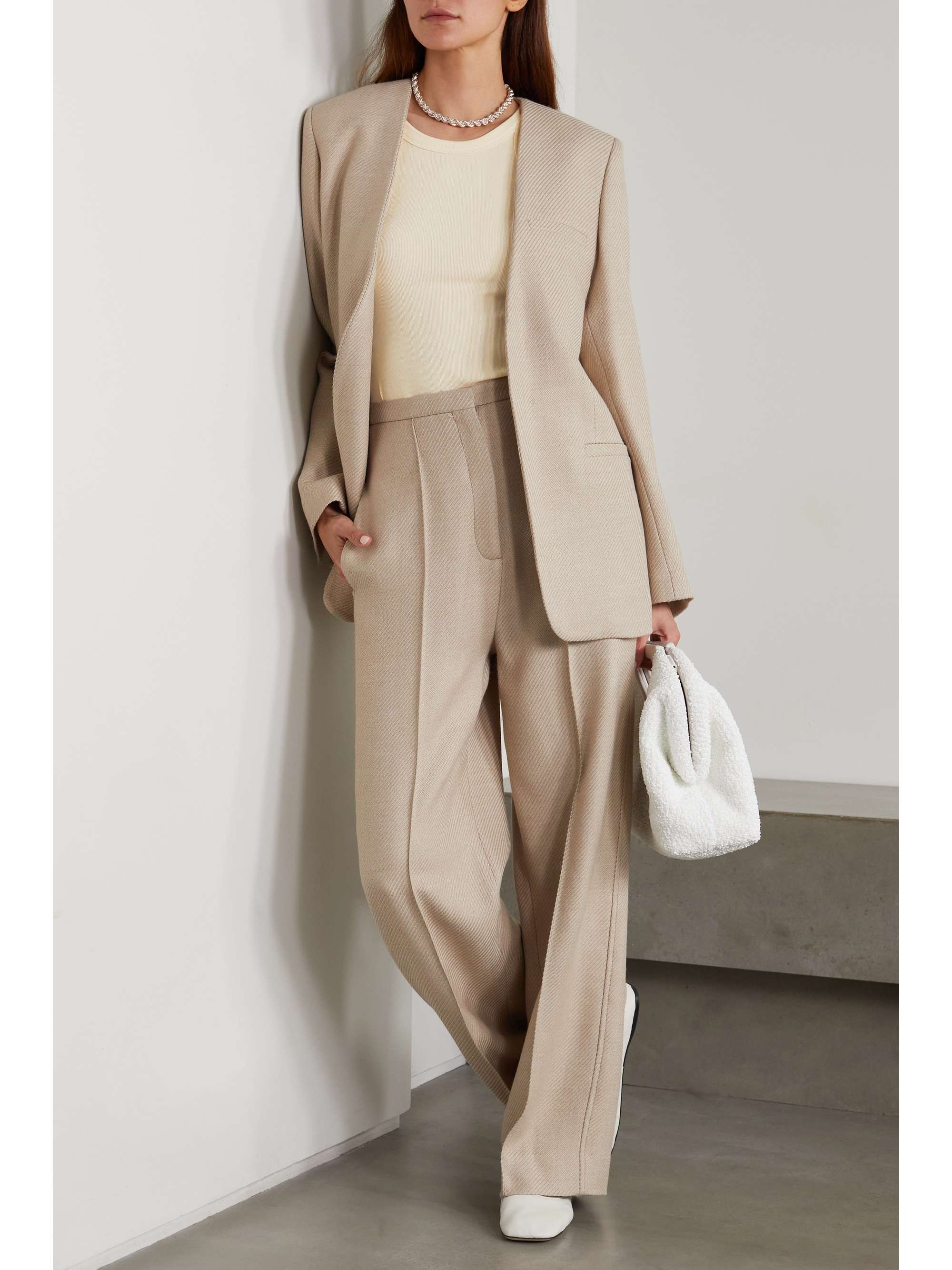 Beige Ribbed stretch organic cotton 