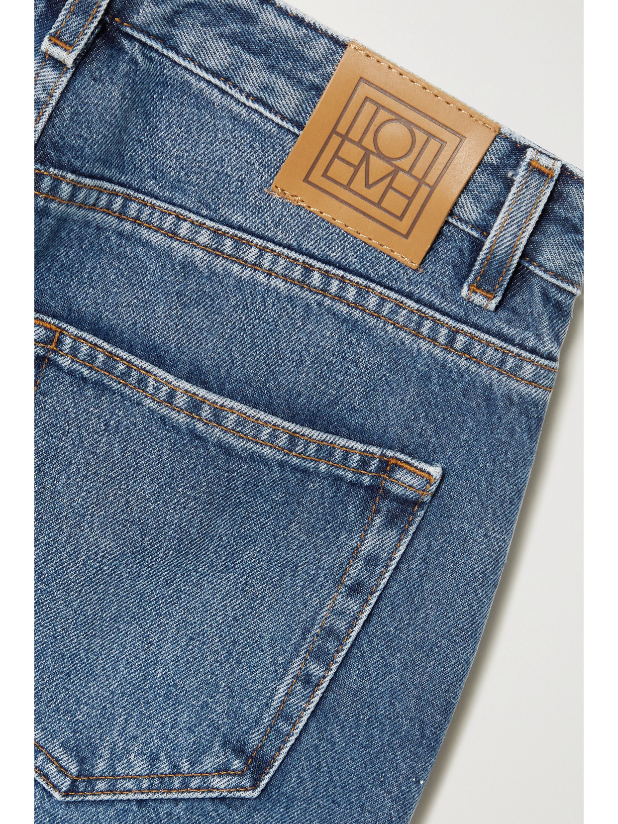 Shop Totême + Net Sustain Cropped High-rise Flared Organic Jeans In Blue