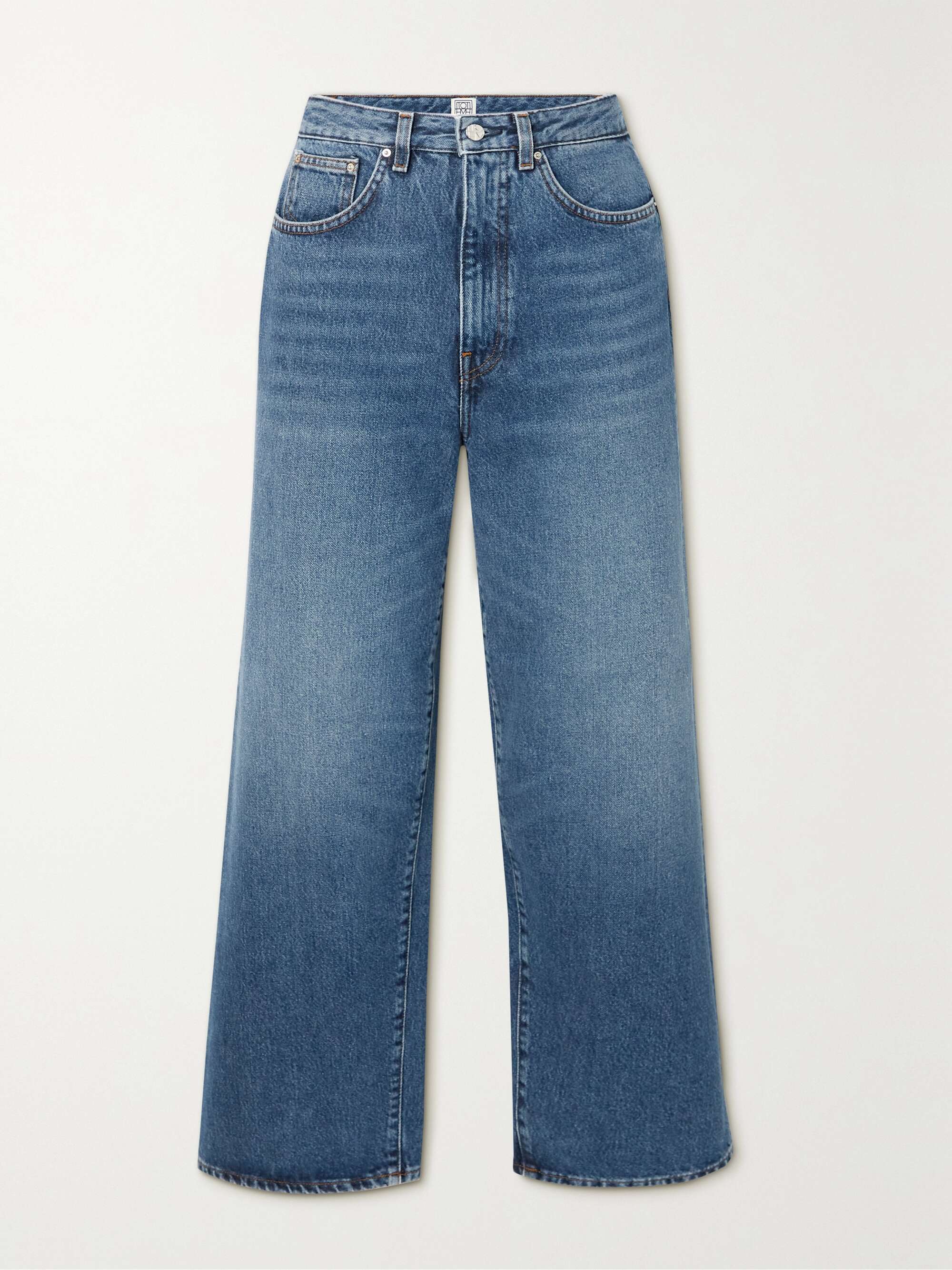 Mid denim Cropped organic high-rise wide-leg jeans | TOTÊME | NET-A-PORTER