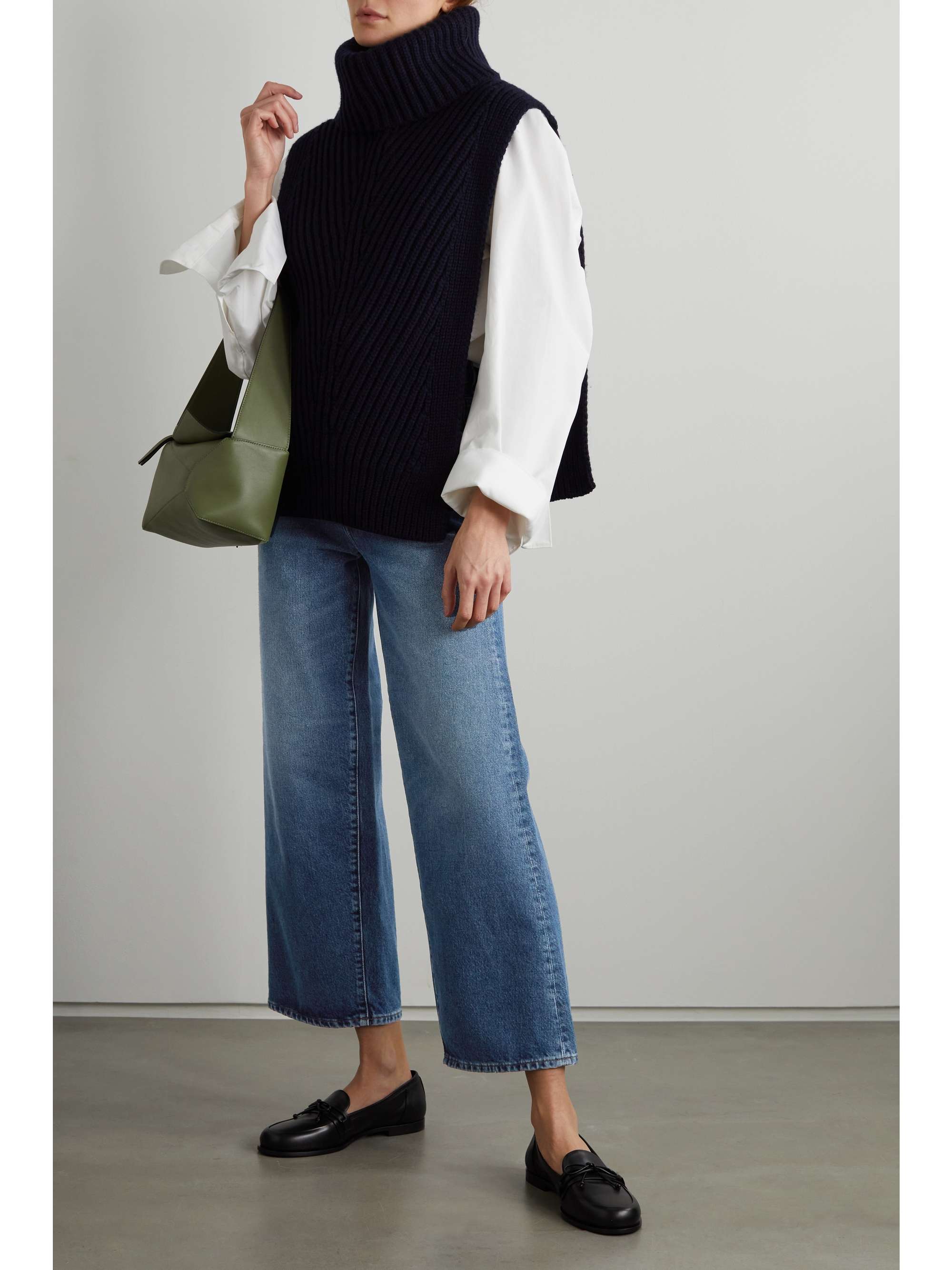 TOTEME Cropped organic high-rise flared jeans