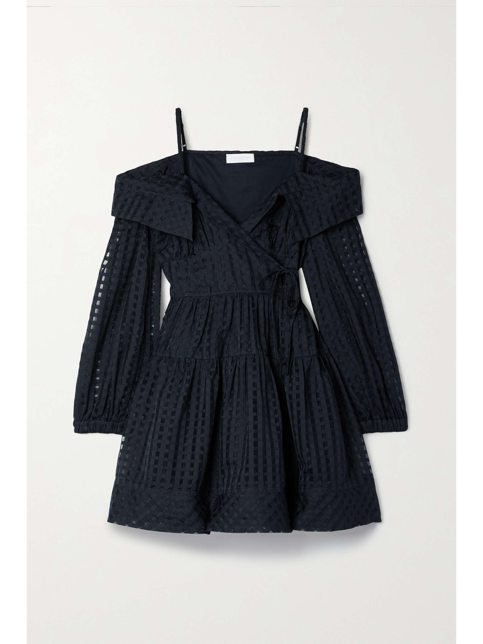 silk-blend jacquard mini wrap dress 