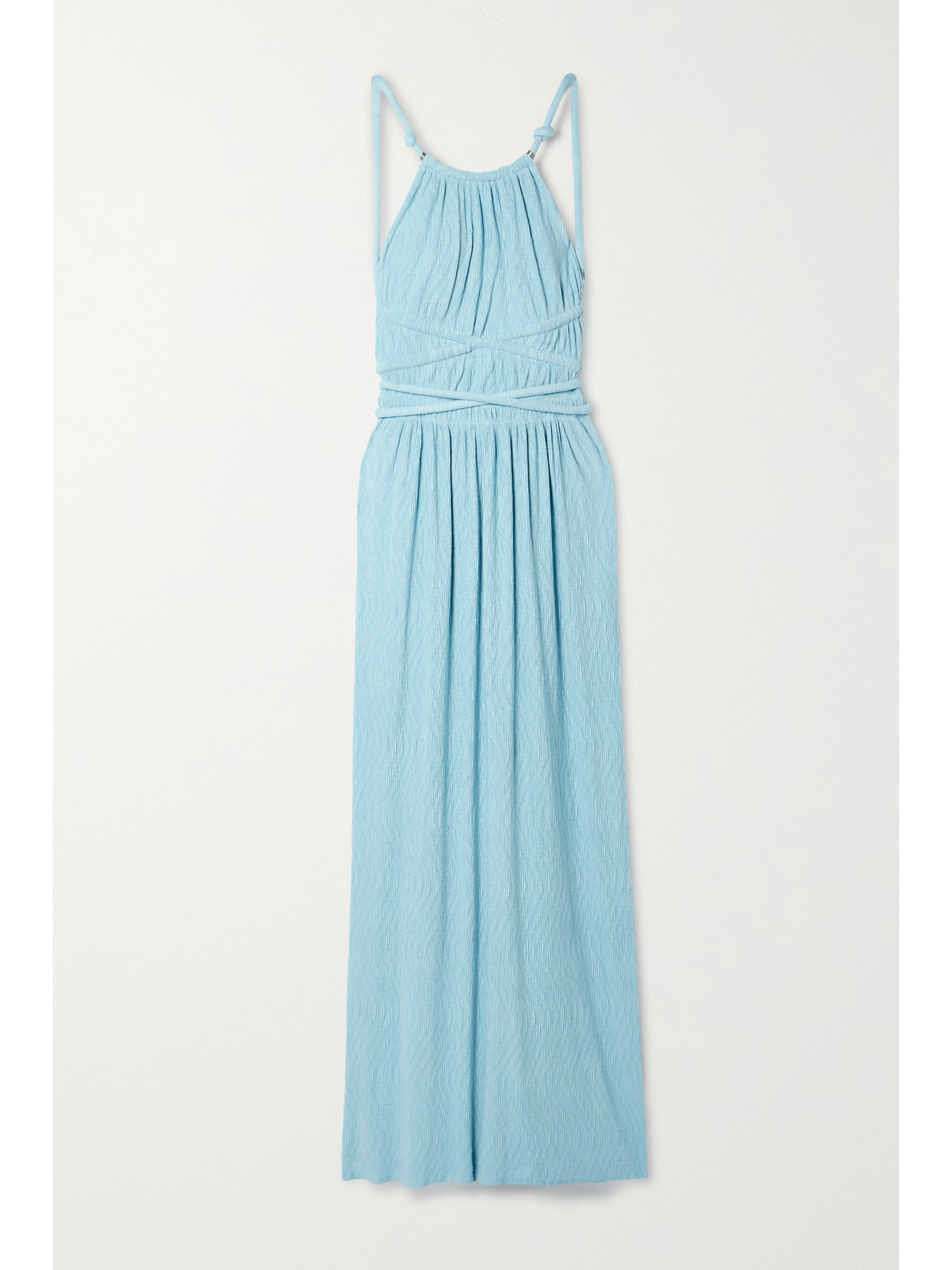 SIMKHAI Lillee Open-back Plissé-faux Suede Maxi Dress - Blue
