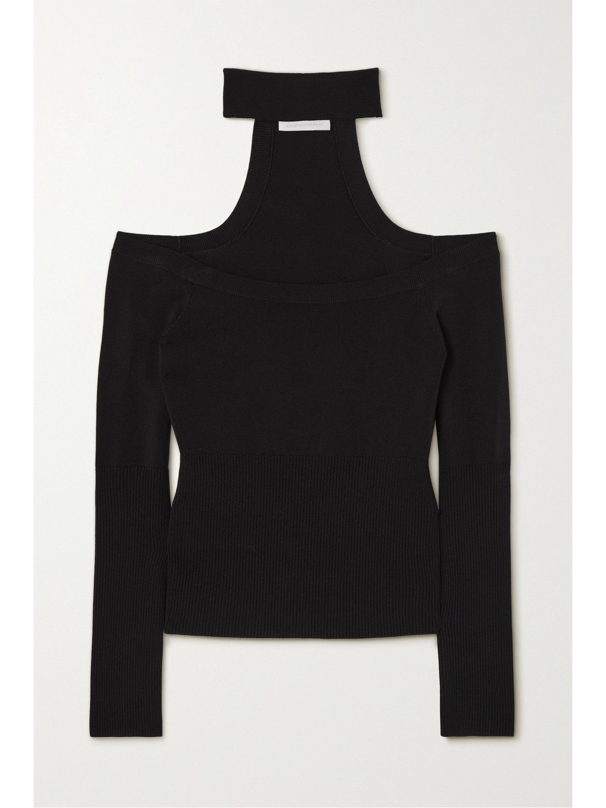 Simkhai Lila Ribbed-knit Off-shoulder Sweater In Black