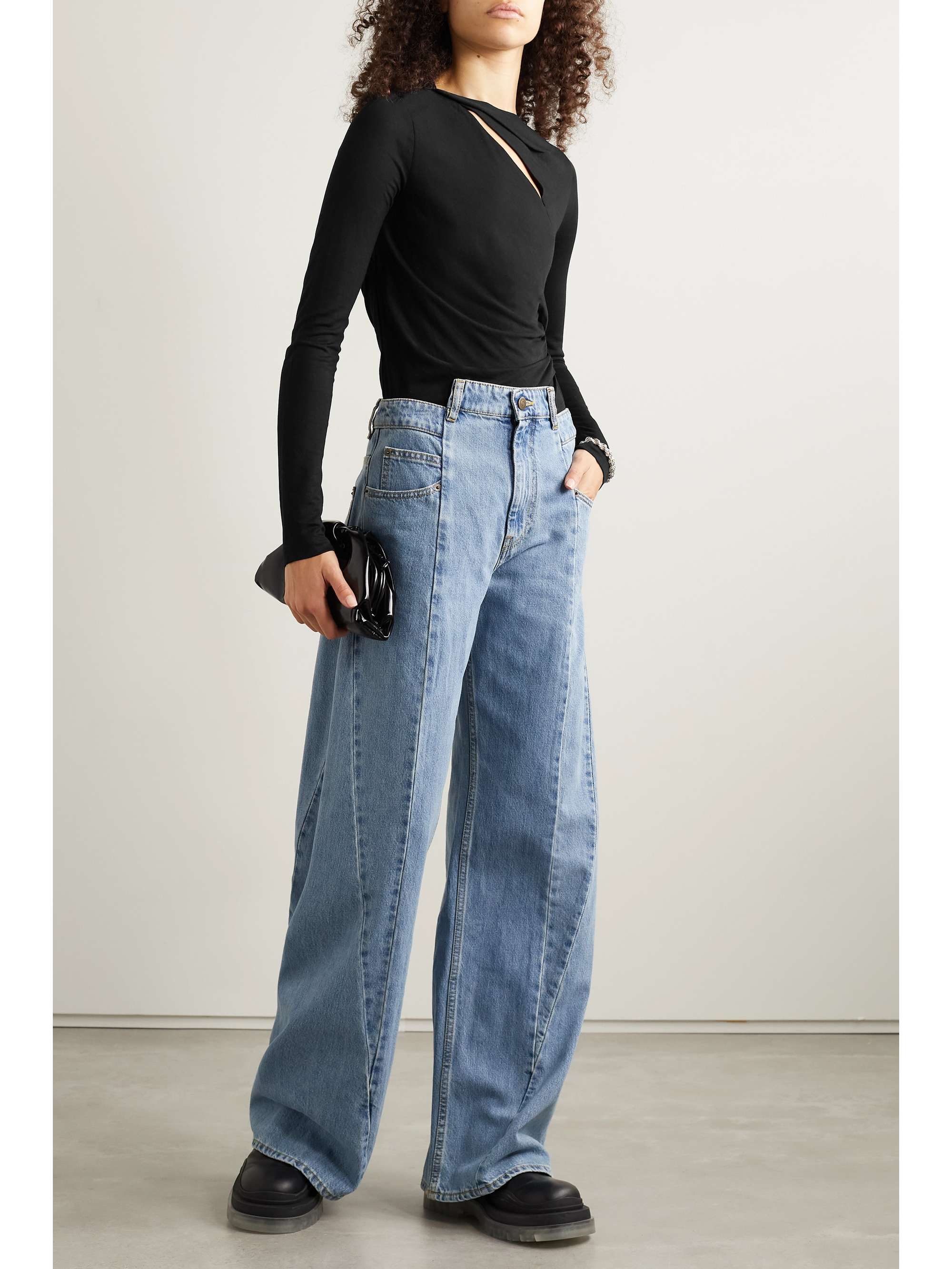 helmut lang shoulder cutout turtleneck