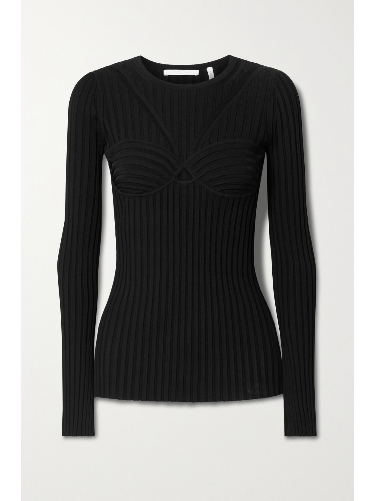 Helmut Lang Cutout Ribbed-knit Top - Black
