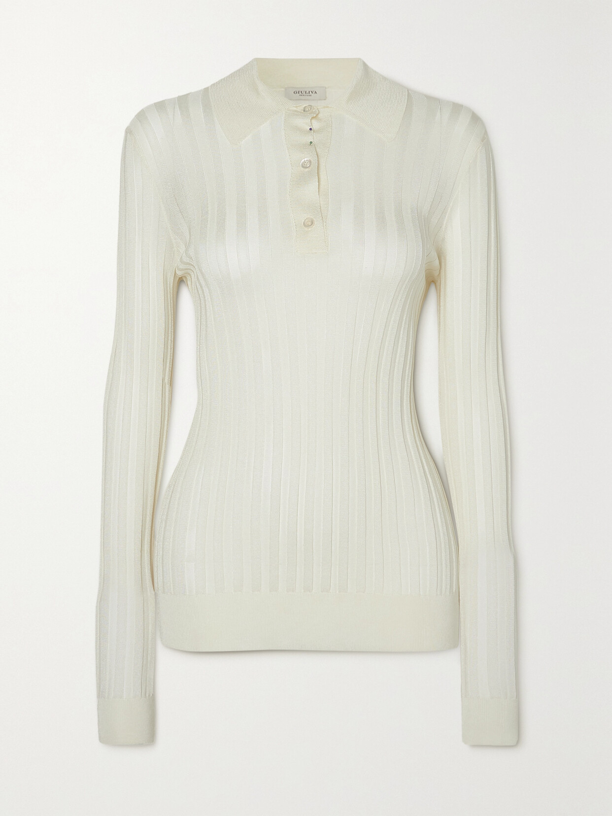 Giuliva Heritage The Circe Ribbed Cotton Polo Sweater In Yellow