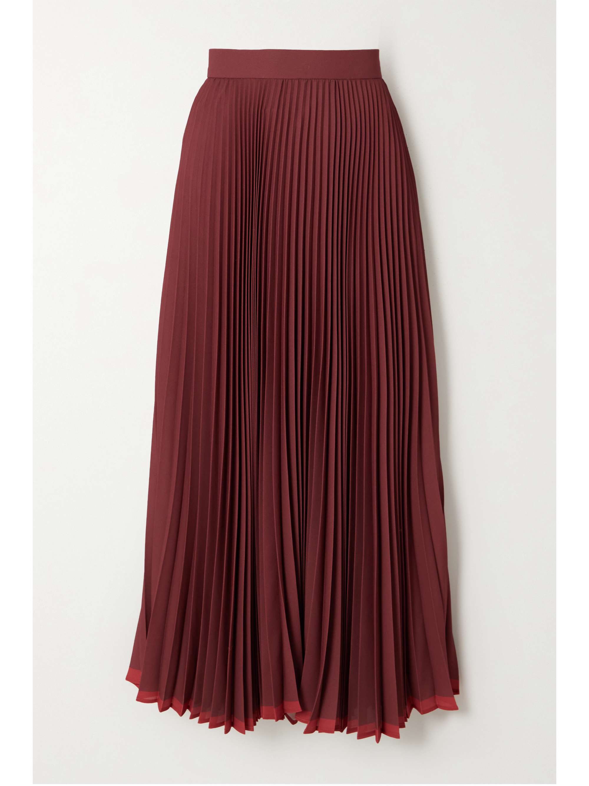 Burgundy Recycled plissé-crepe midi skirt | BITE STUDIOS | NET-A-PORTER