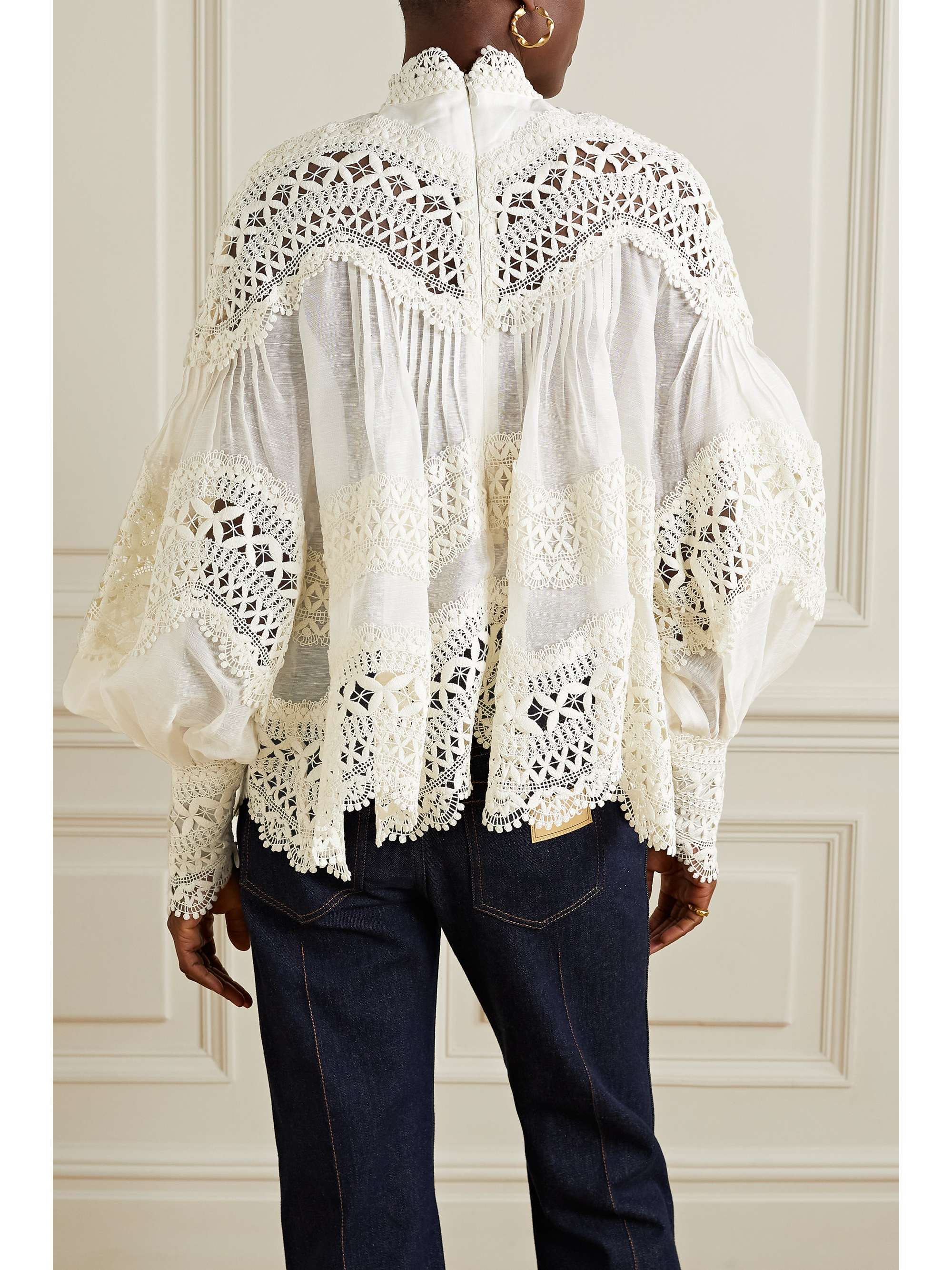 Ivory Postcard crocheted lace-trimmed 