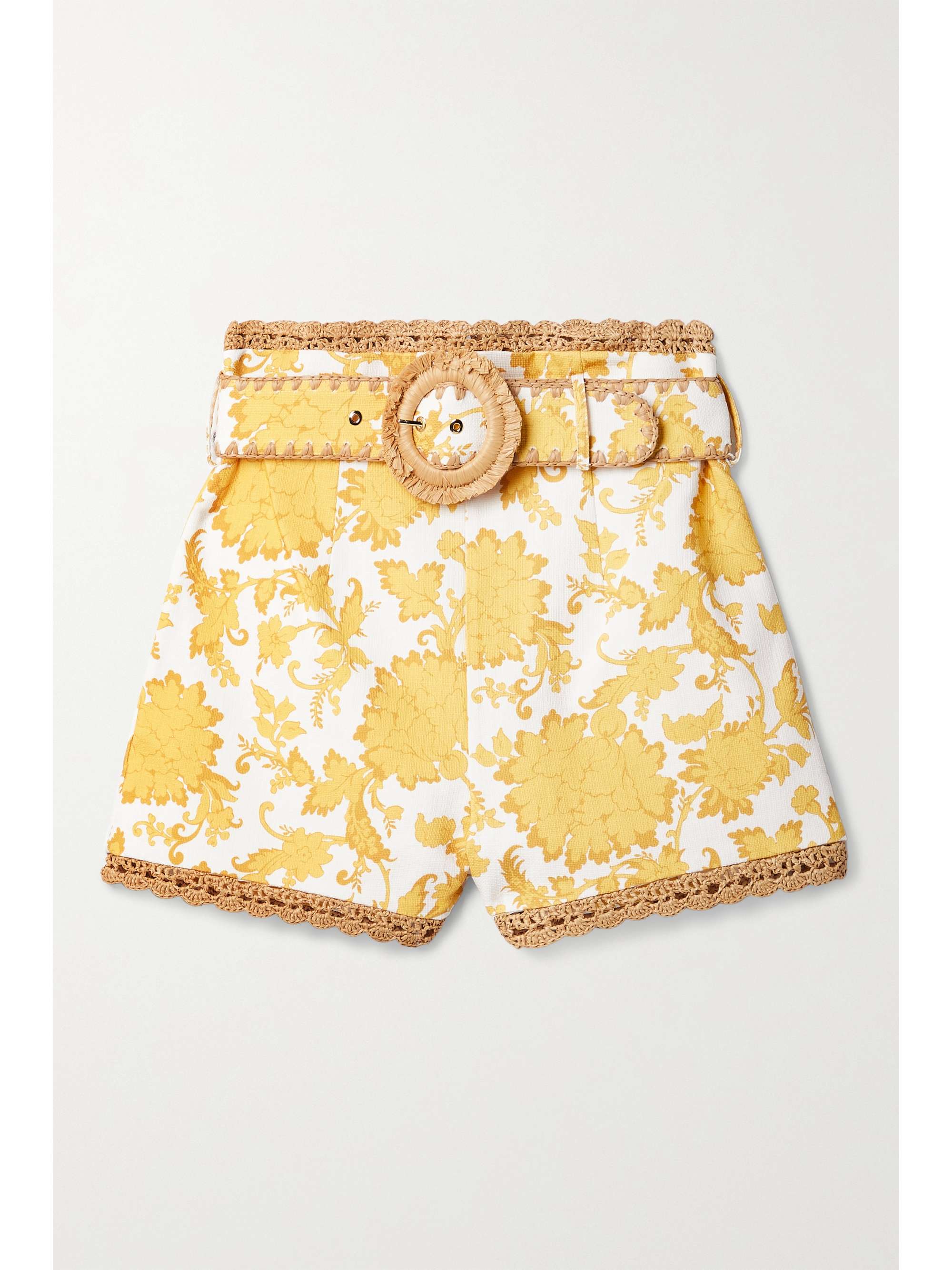 belted tropical shorts
