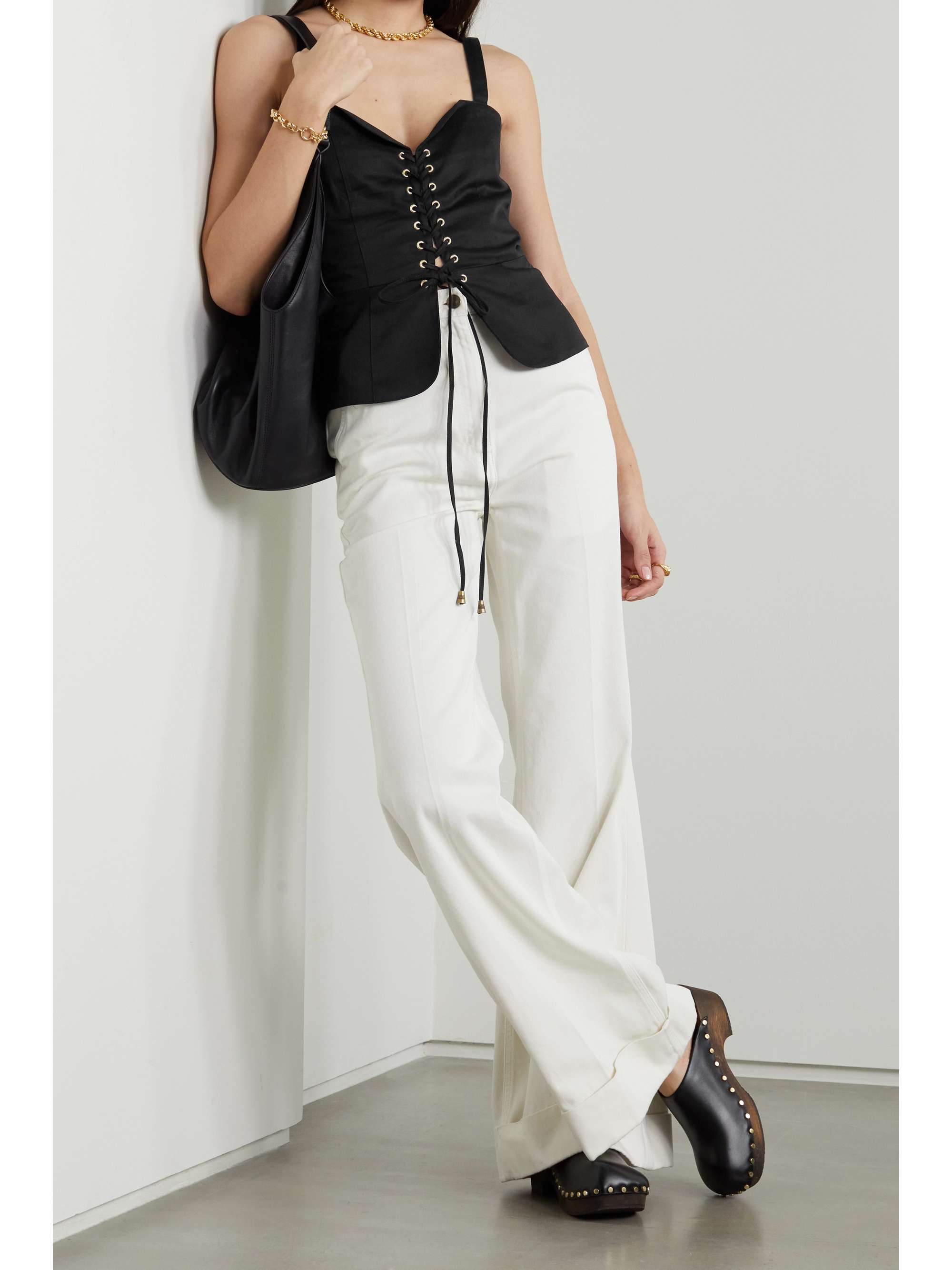ÀCHEVAL PAMPA Las Acacias lace-up stretch-cotton sateen top