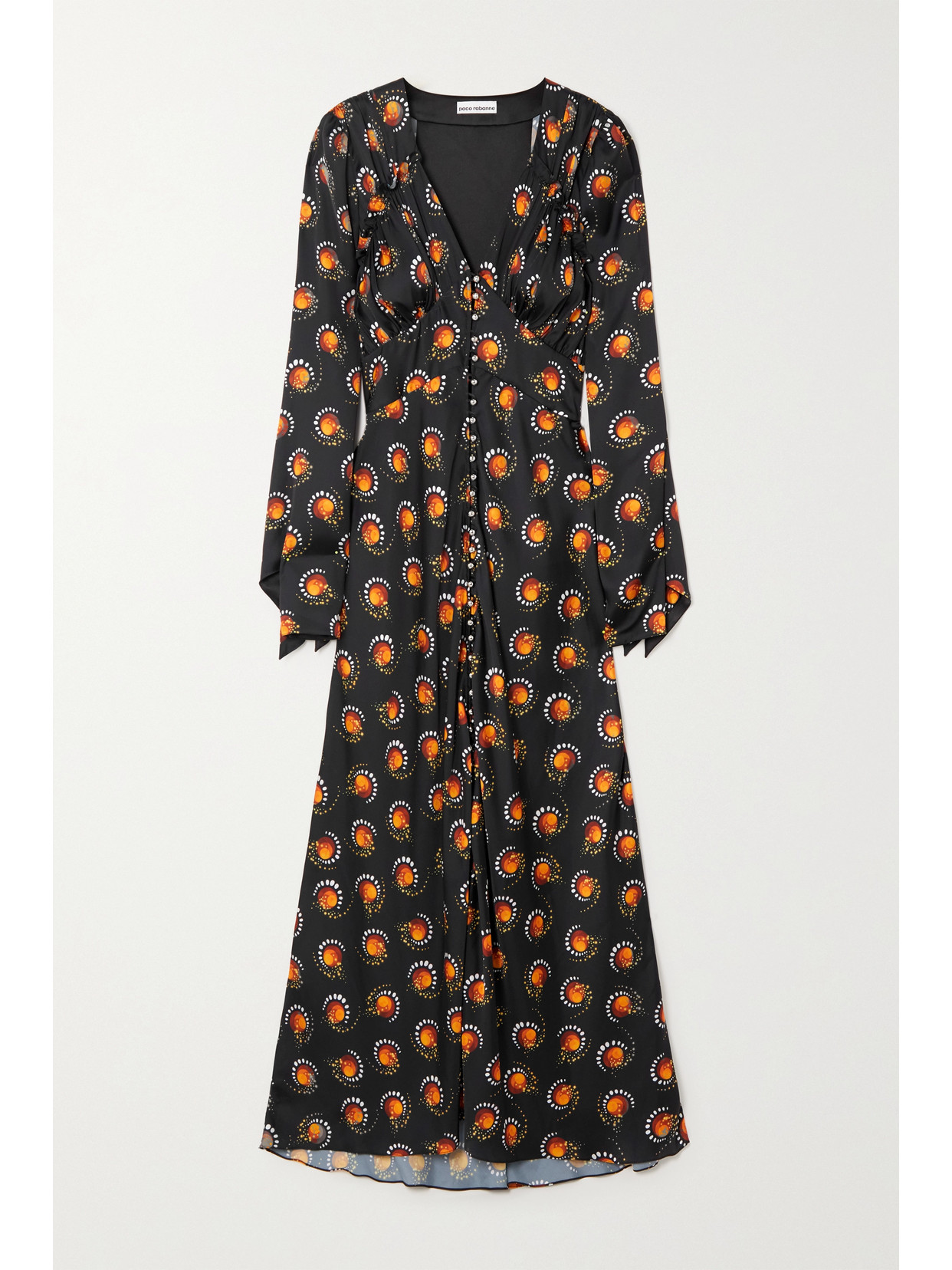 Rabanne - Printed Satin Maxi Dress - Black