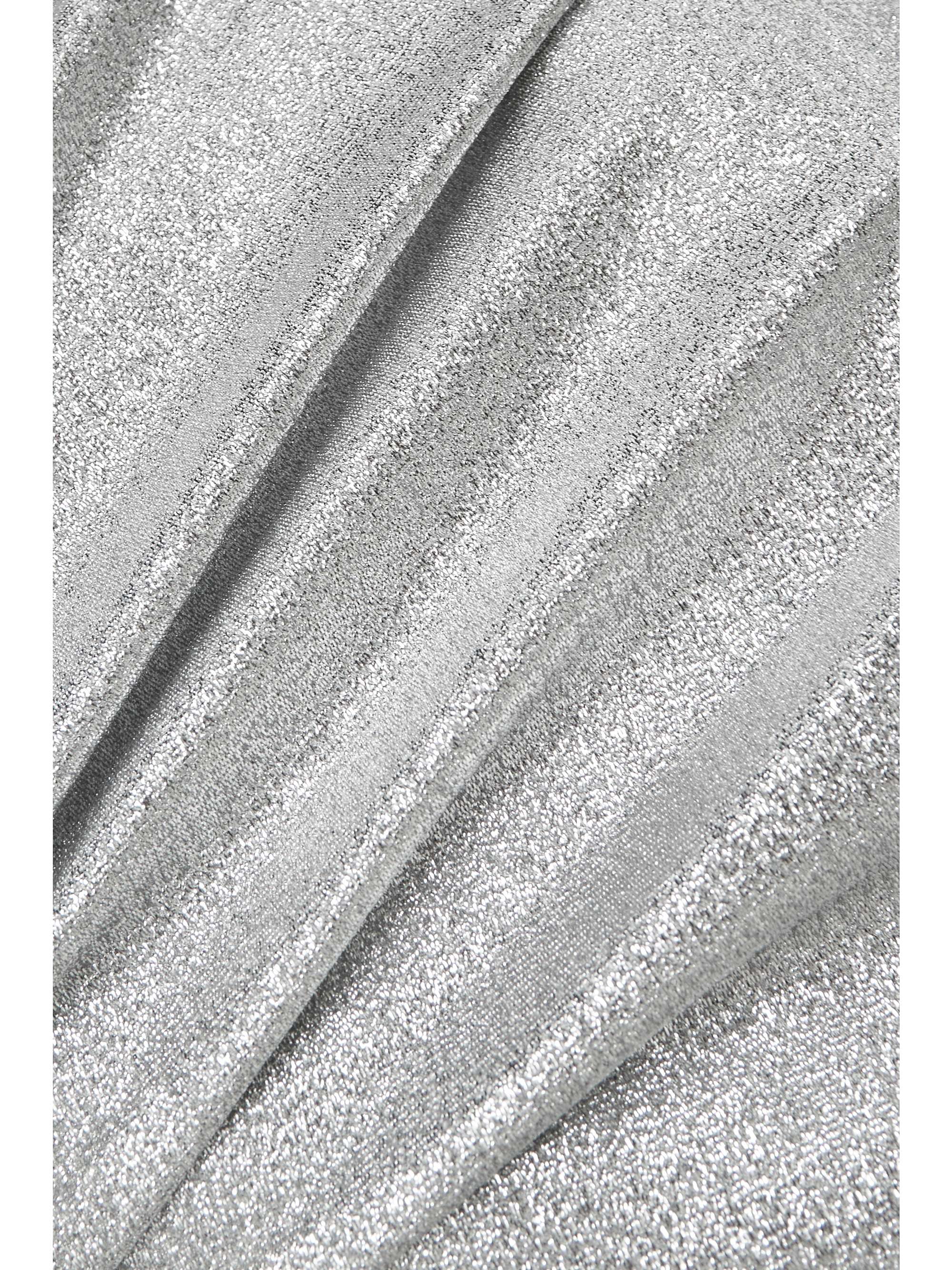RABANNE Asymmetric ruched stretch-Lurex dress