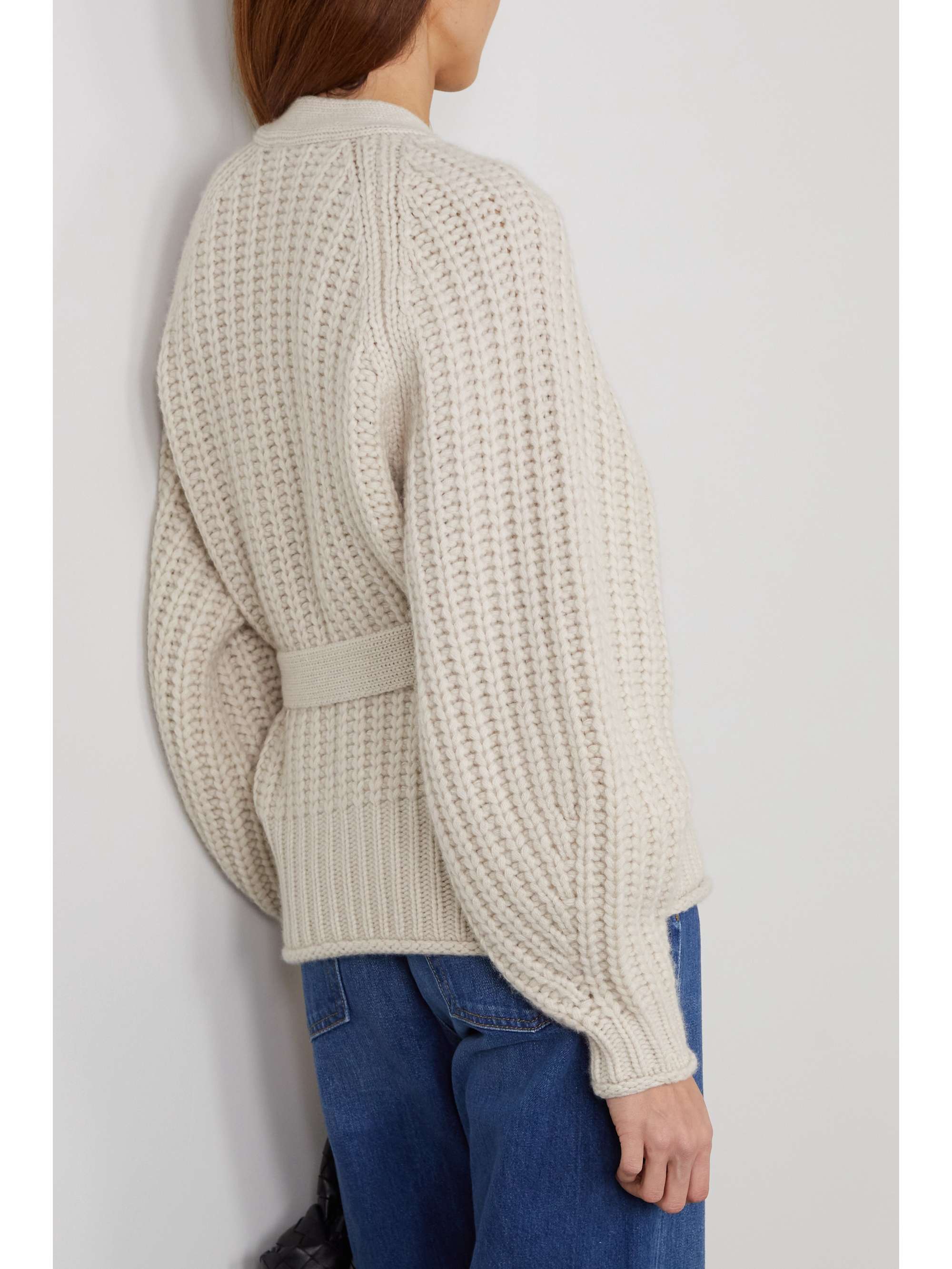ARCH4 Leonie belted ribbed cashmere cardigan