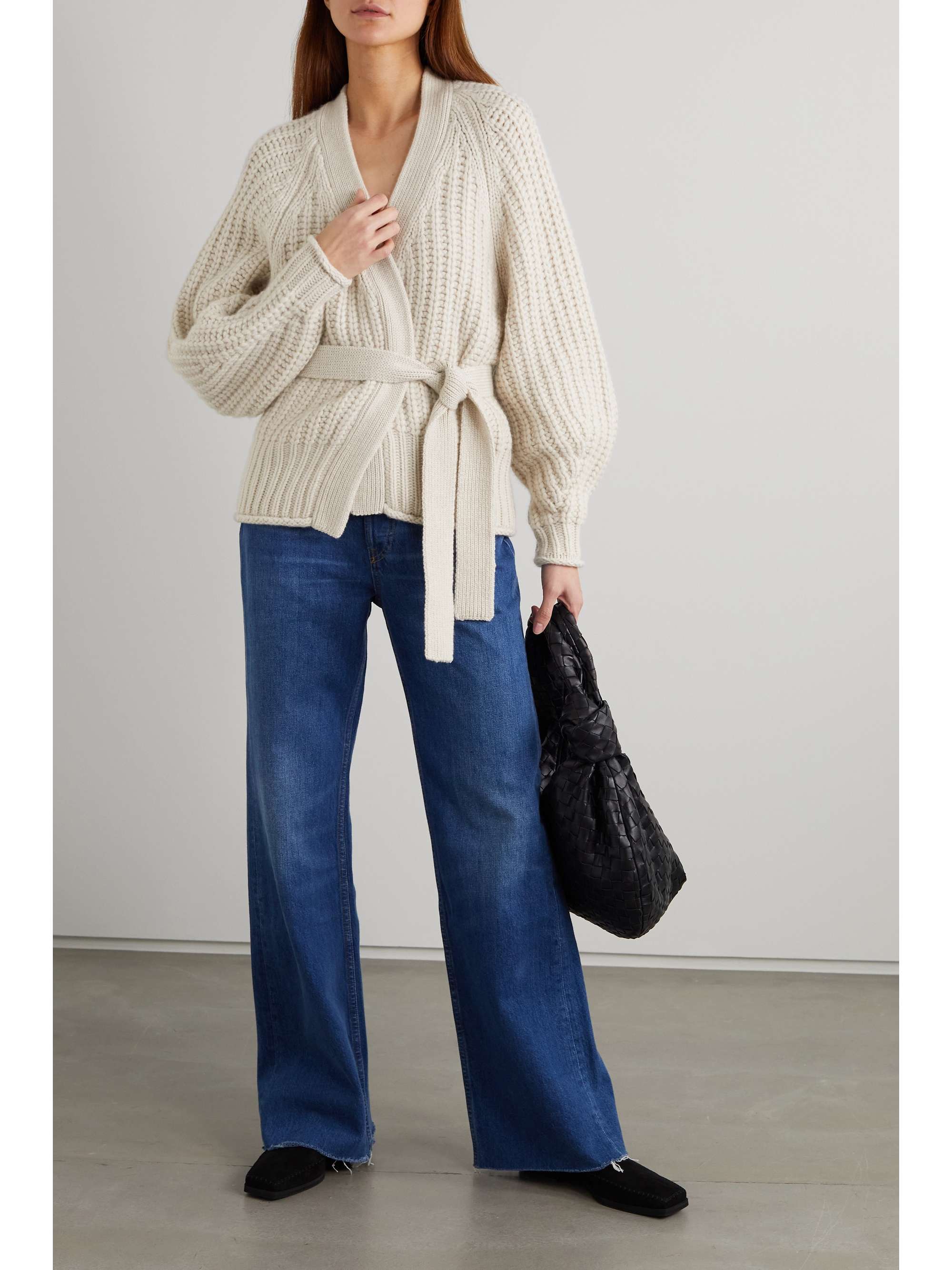 ARCH4 Leonie belted ribbed cashmere cardigan