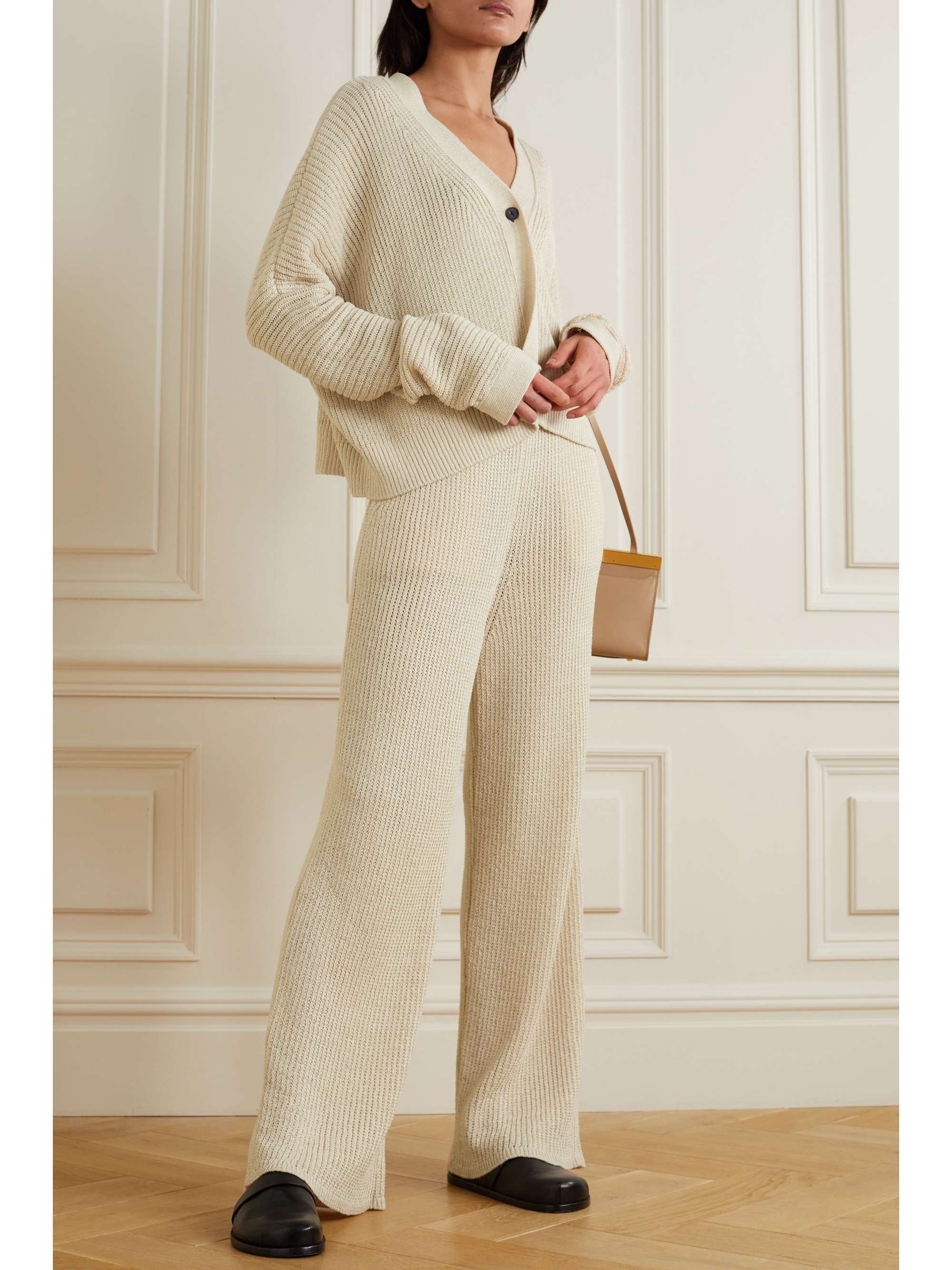 LE 17 SEPTEMBRE Ribbed linen-blend straight-leg pants