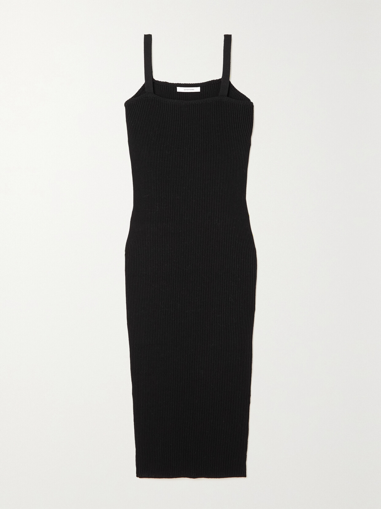 Le 17 Septembre Ribbed-knit Cotton Midi Dress In Black