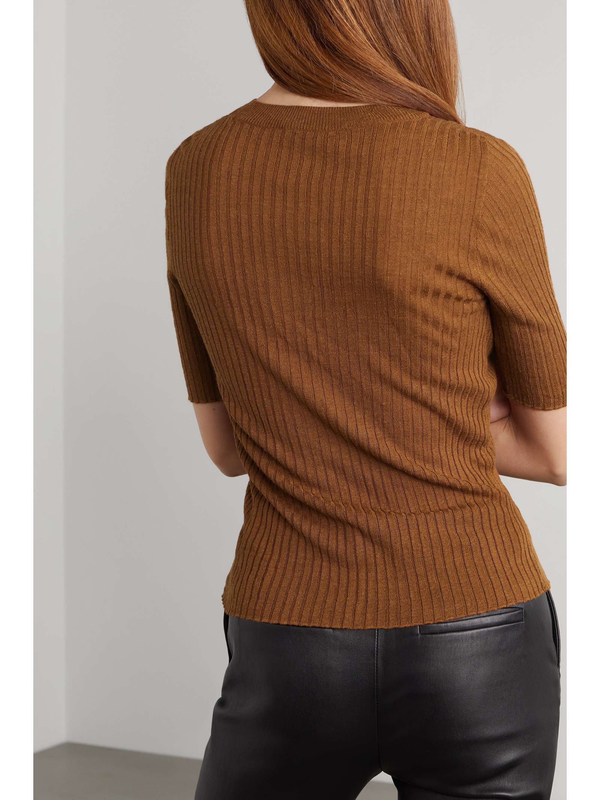 Brown Ribbedknit top LVIR NETAPORTER