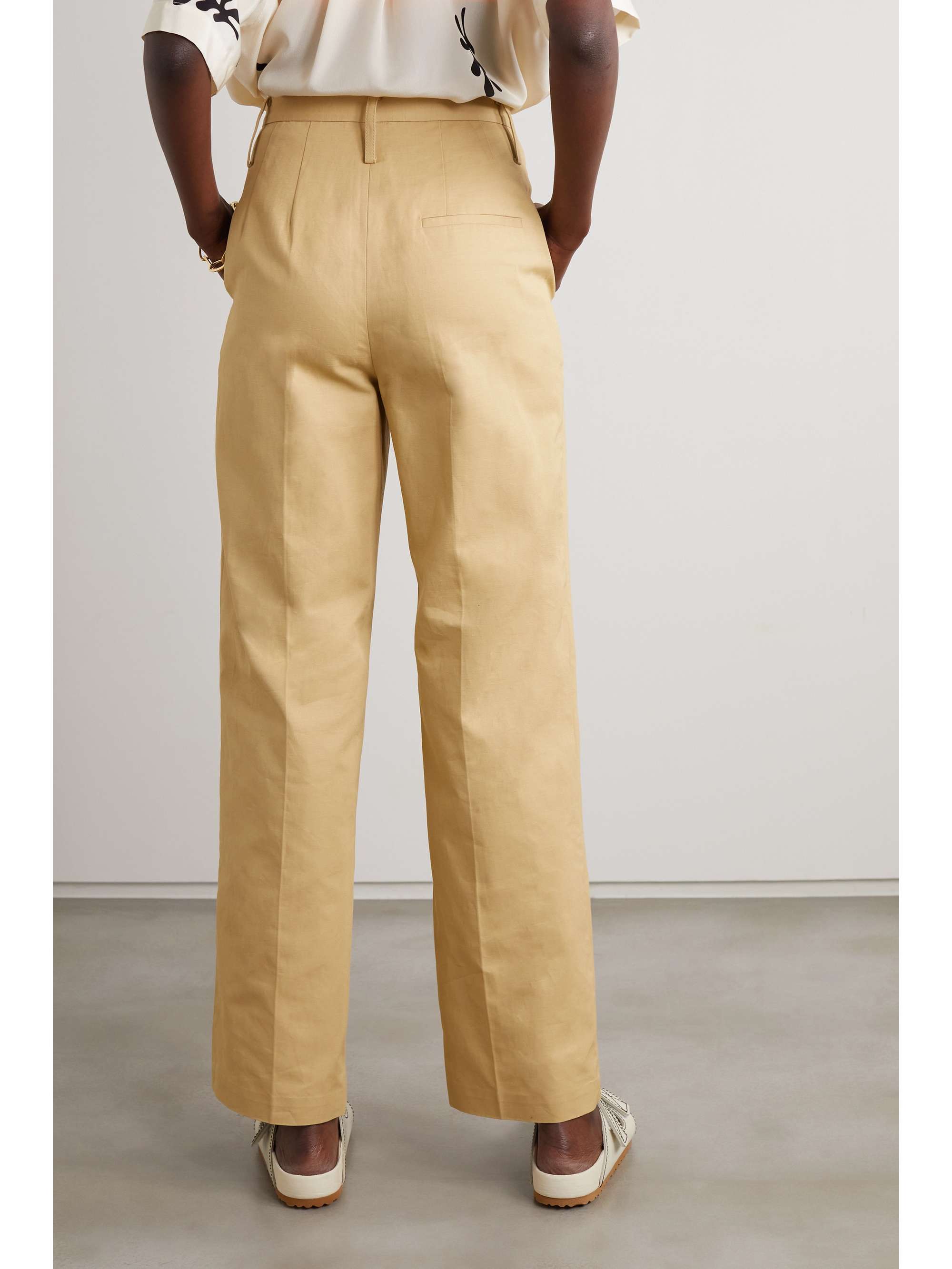Beige Cotton-twill straight-leg pants 
