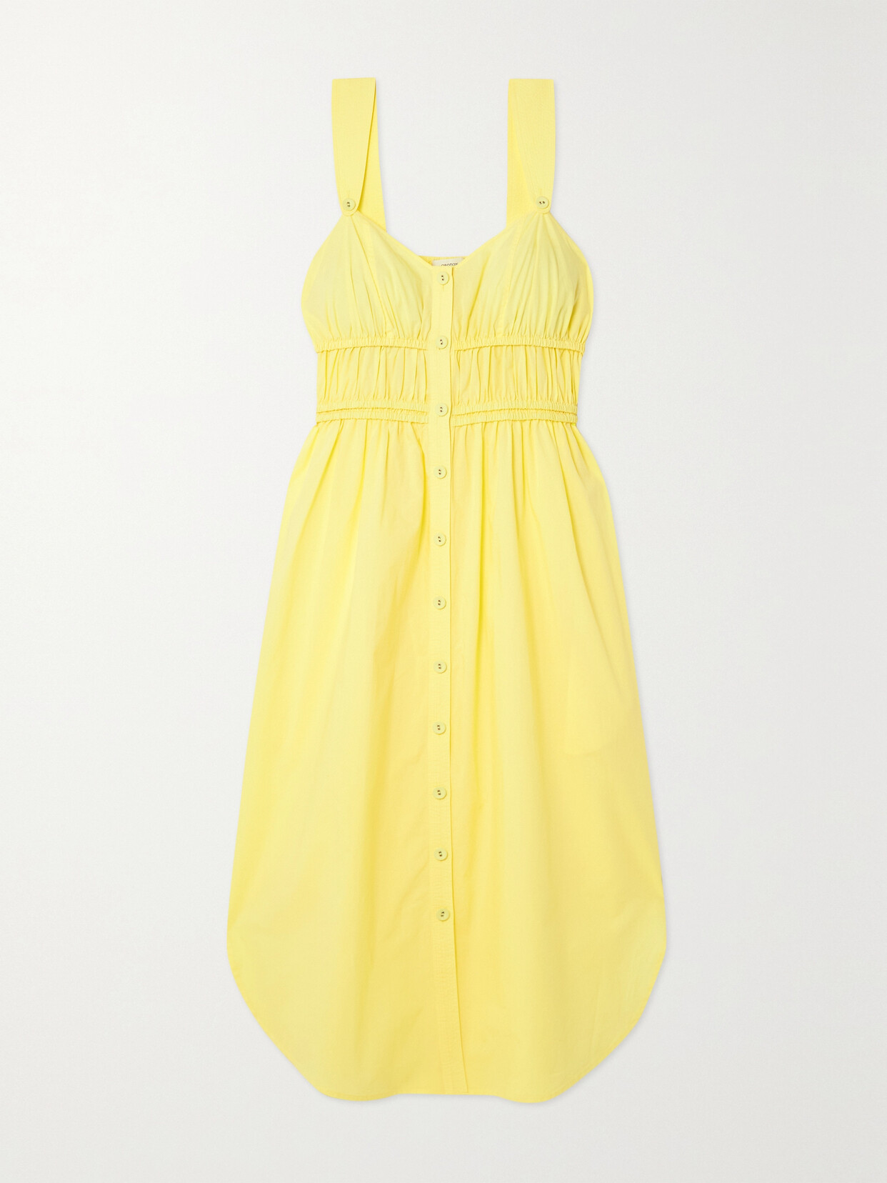 Oroton Gathered Cotton Midi Dress In Yellow