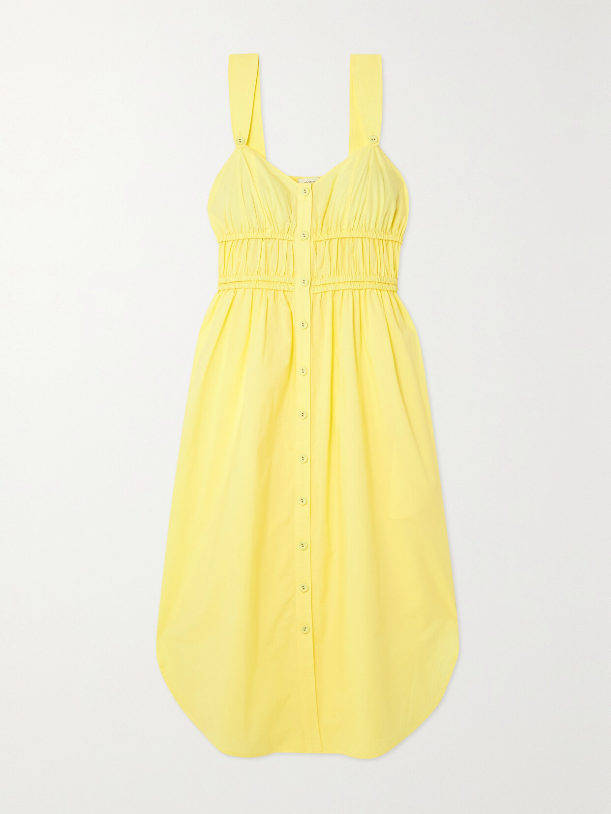 Oroton Gathered Cotton Midi Dress In Yellow