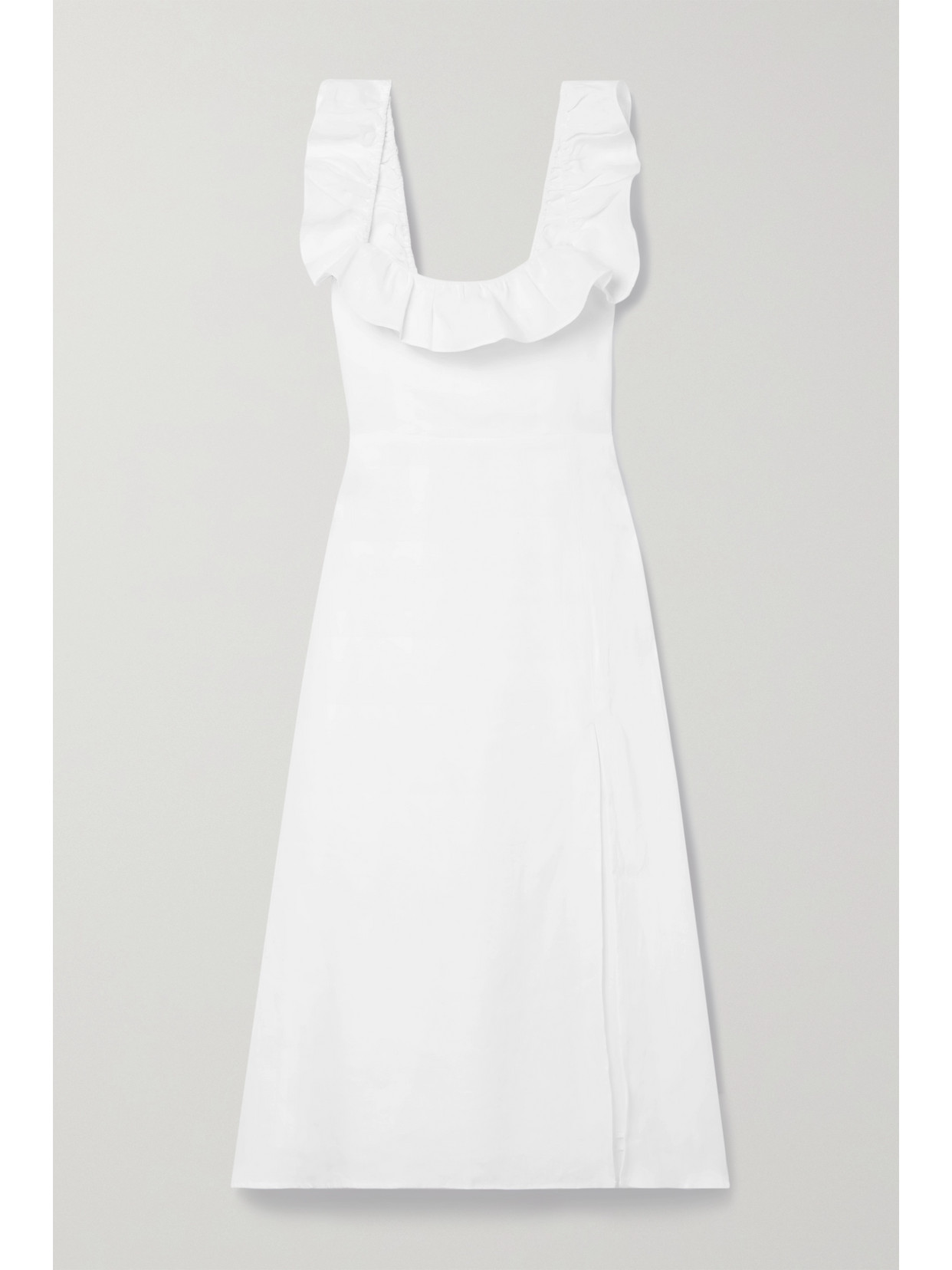 Reformation - Amethyst Ruffled Linen Midi Dress - White