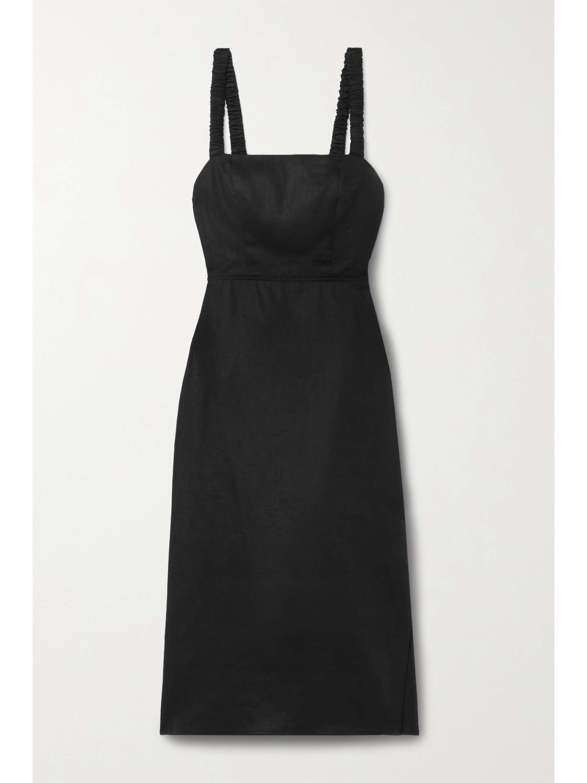 reformation black midi dress