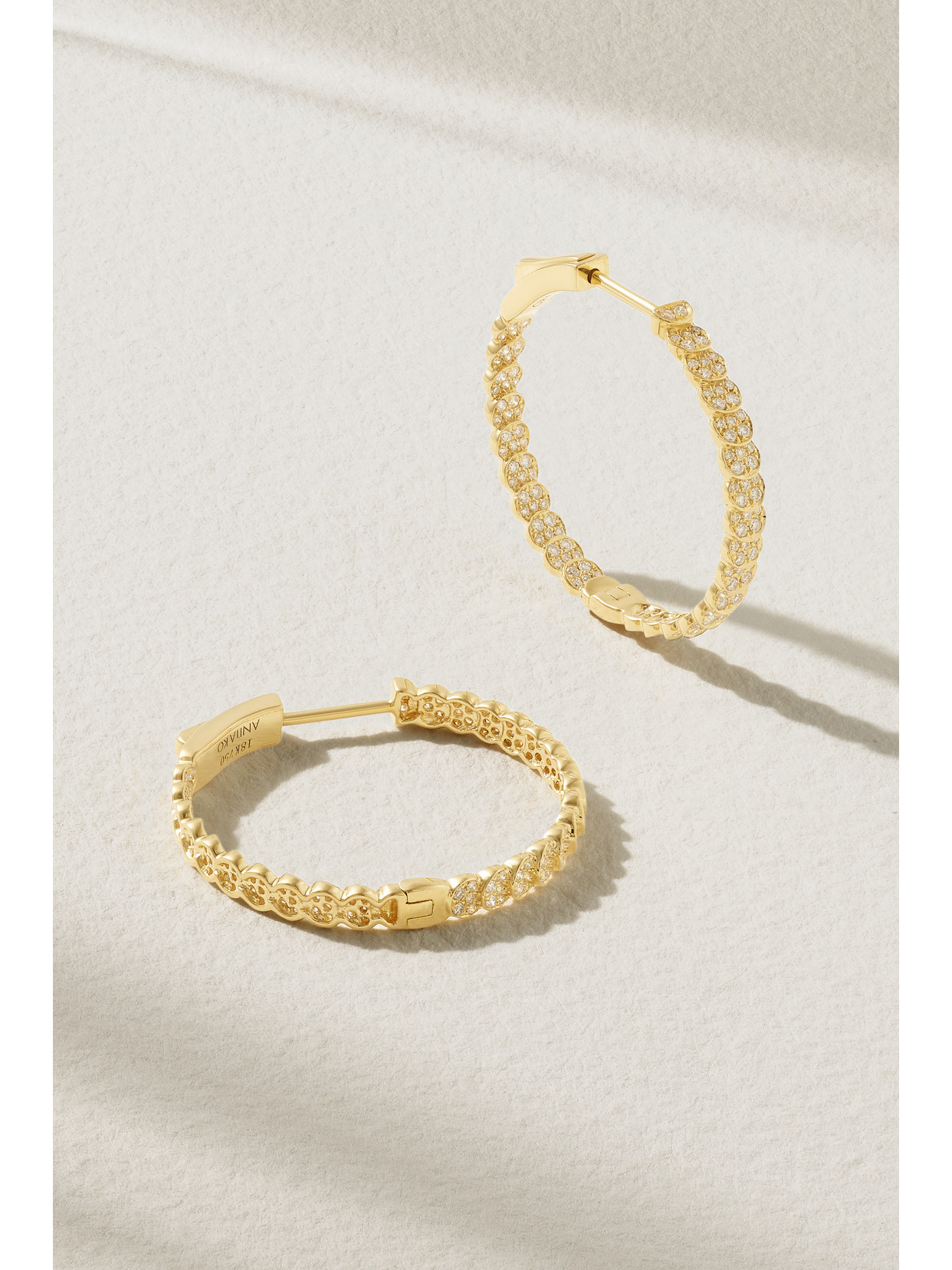 Anita Ko - Luna 18-karat Gold Diamond Hoop Earrings - One size
