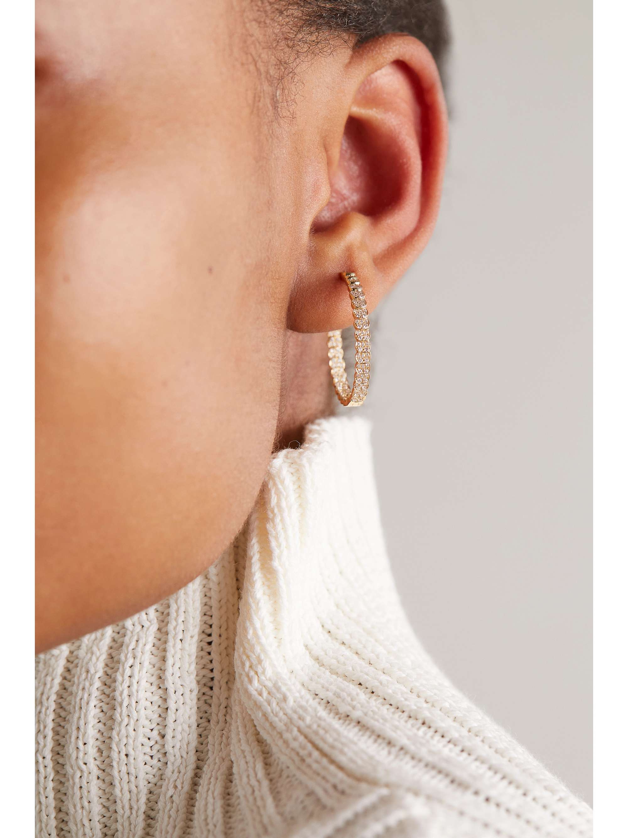 ANITA KO Luna 18-karat gold diamond hoop earrings