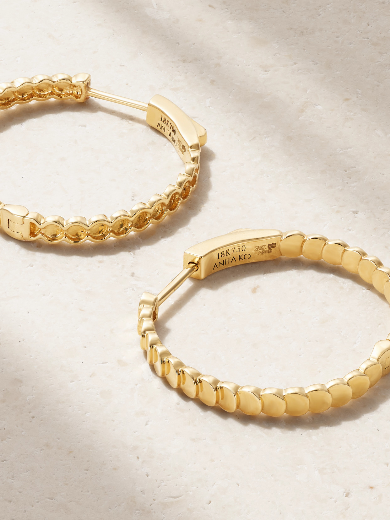 Shop Anita Ko Luna 18-karat Gold Hoop Earrings