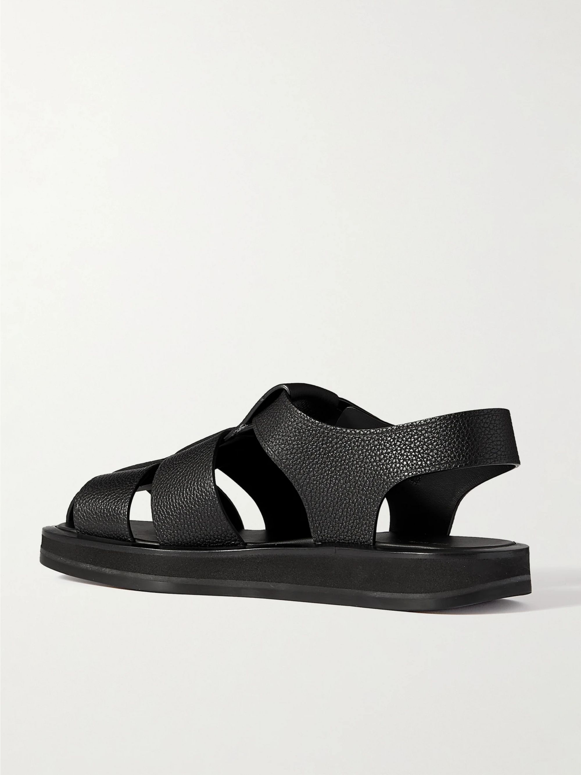 black woven leather sandals