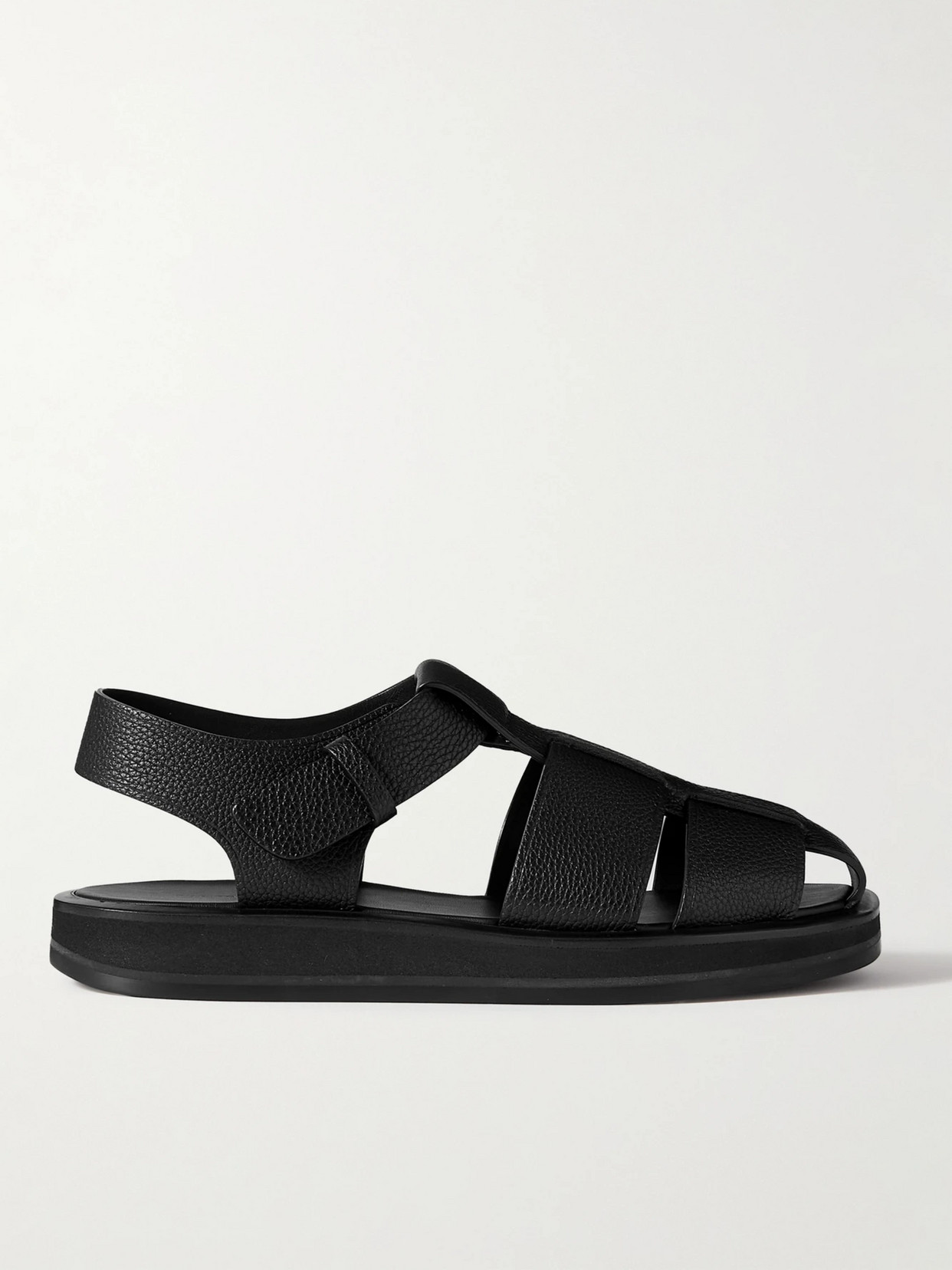 Shop The Row Fisherman Woven Textured-leather Sandals In Black